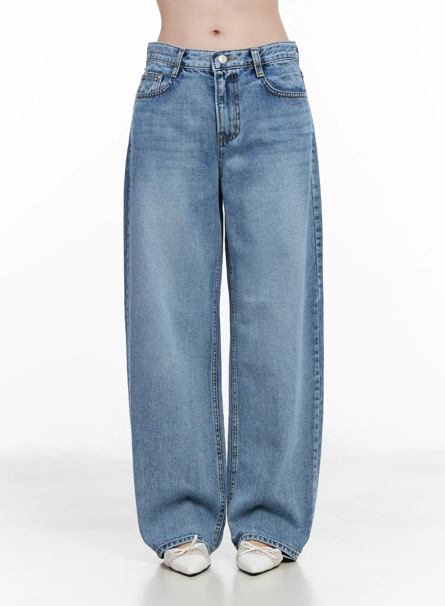 Leilani Vintage Wash Wide Leg Jeans CA510 - Image 8