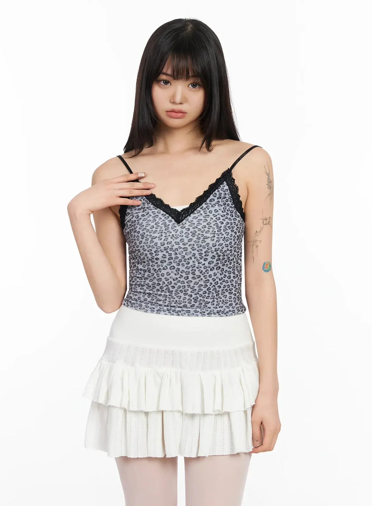 Leopard Print Lace Trim Cami IA523 - Image 18