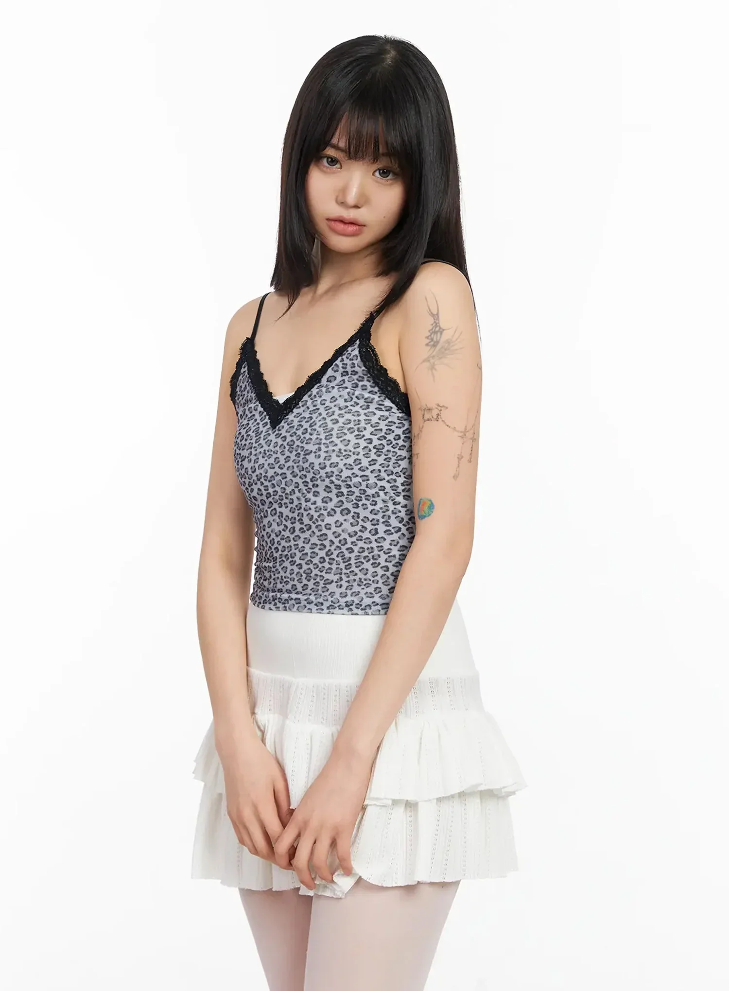 Leopard Print Lace Trim Cami IA523 - Image 2