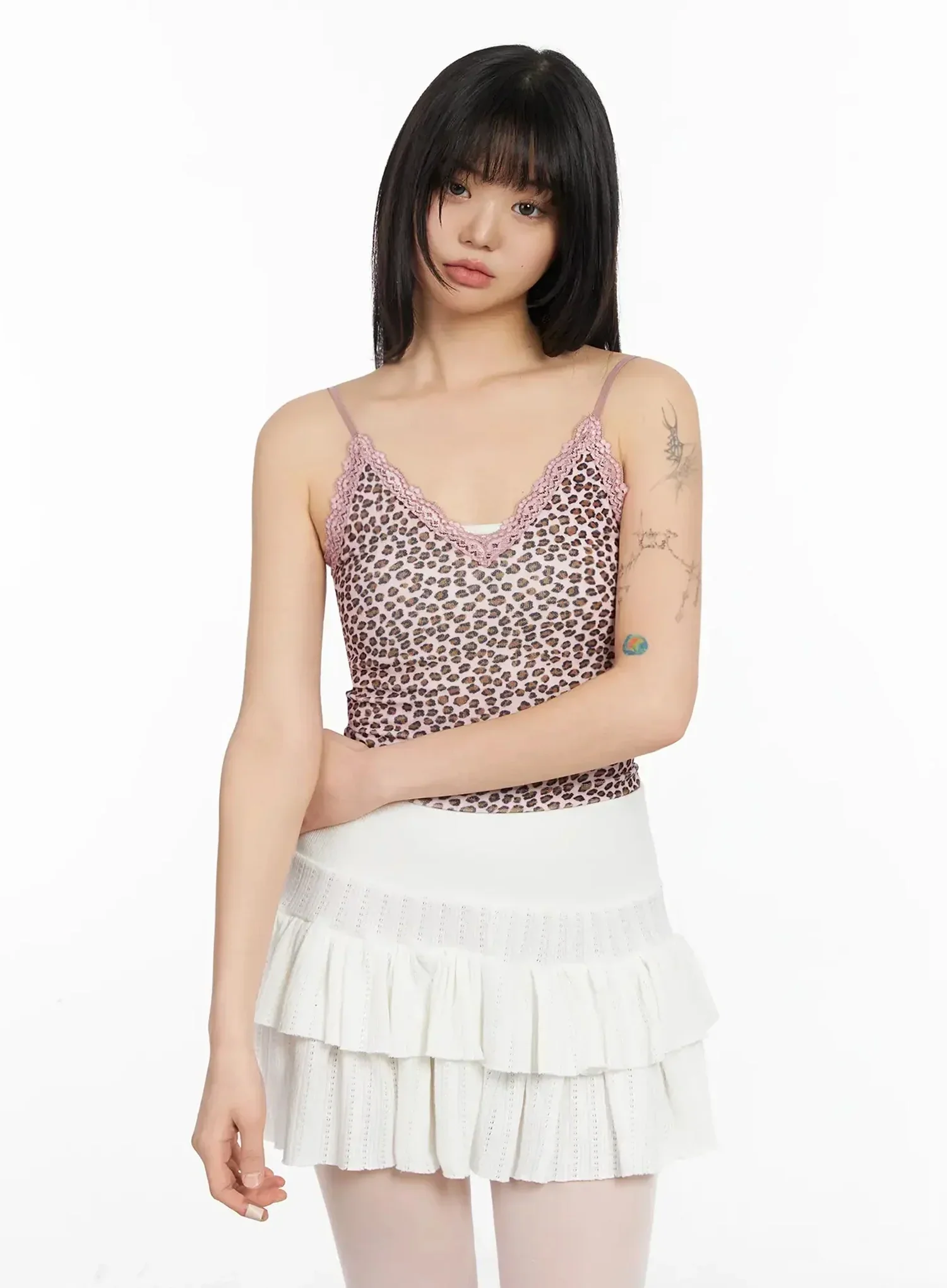 Leopard Print Lace Trim Cami IA523 - Image 3