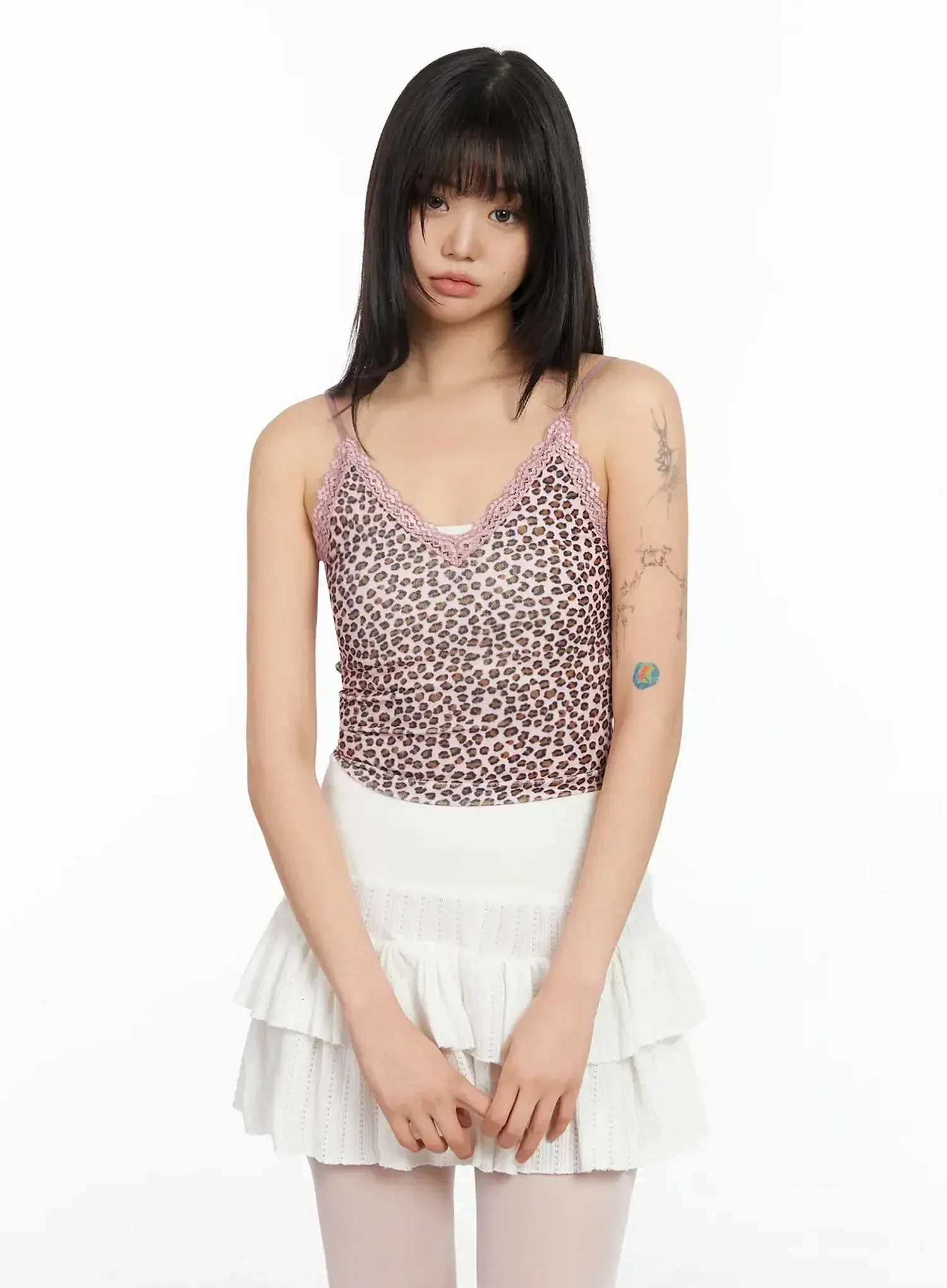 Leopard Print Lace Trim Cami IA523 - Image 8