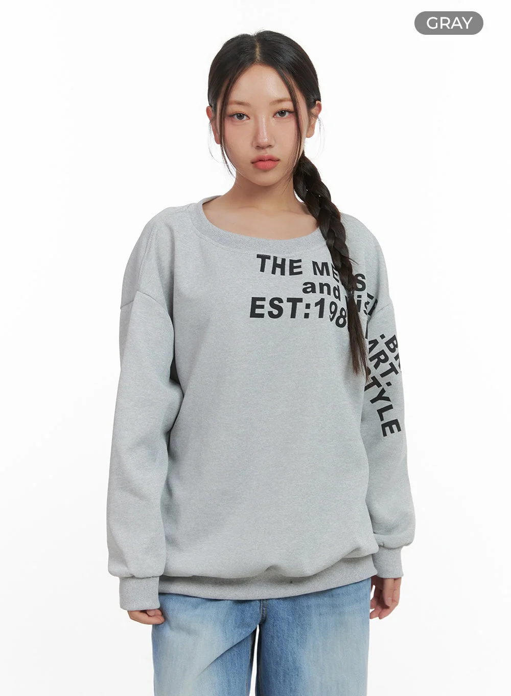 Lettered Crewneck Sweatshirt CO402 - Image 8