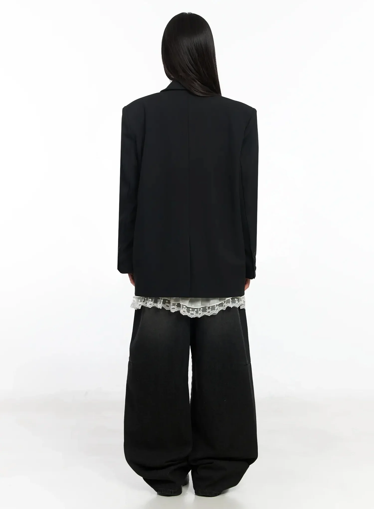 Lettering Embroidered Oversized Blazer IM530 - Image 15
