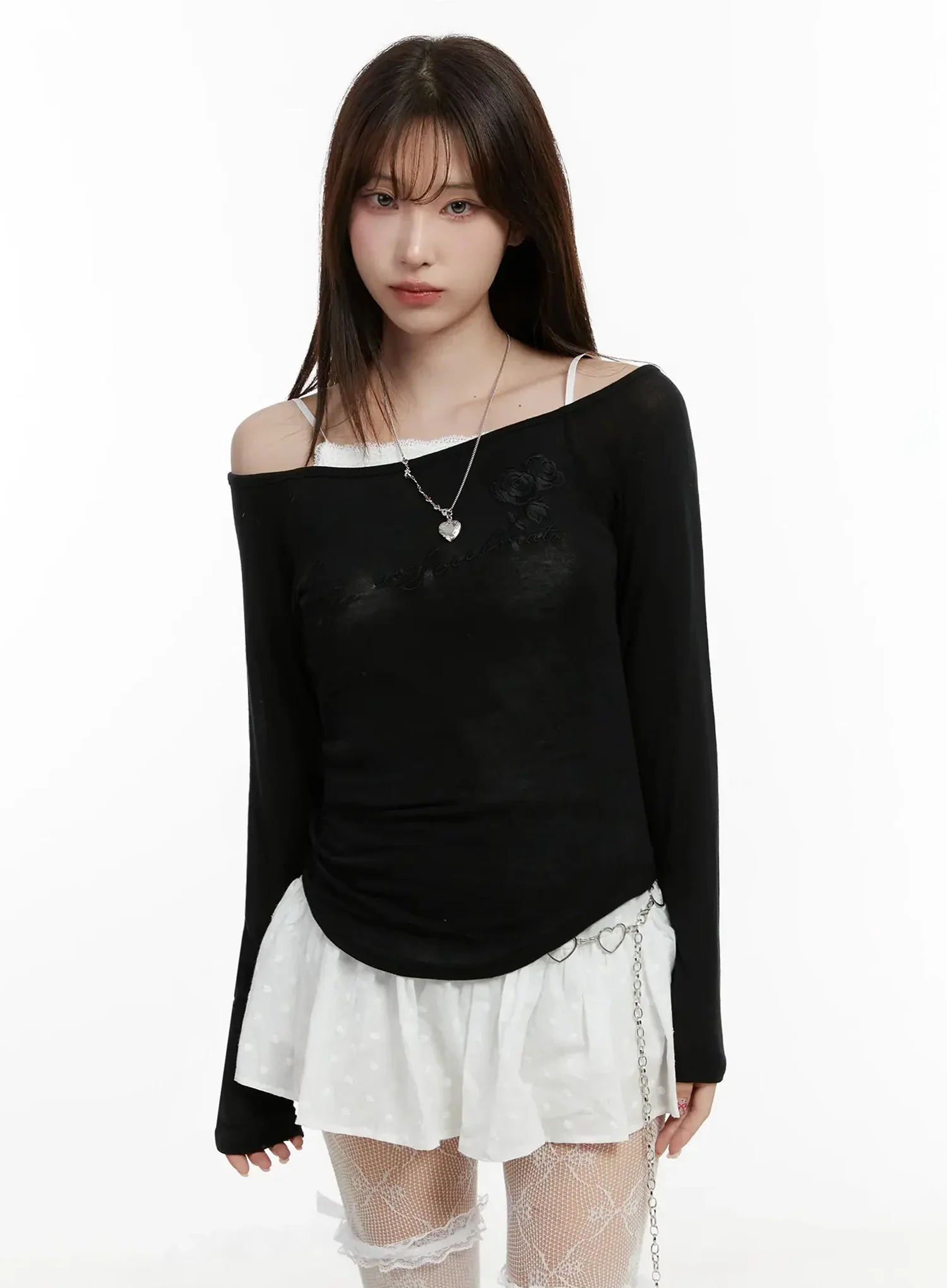 Lettering Sheer Top IJ521 - Image 12