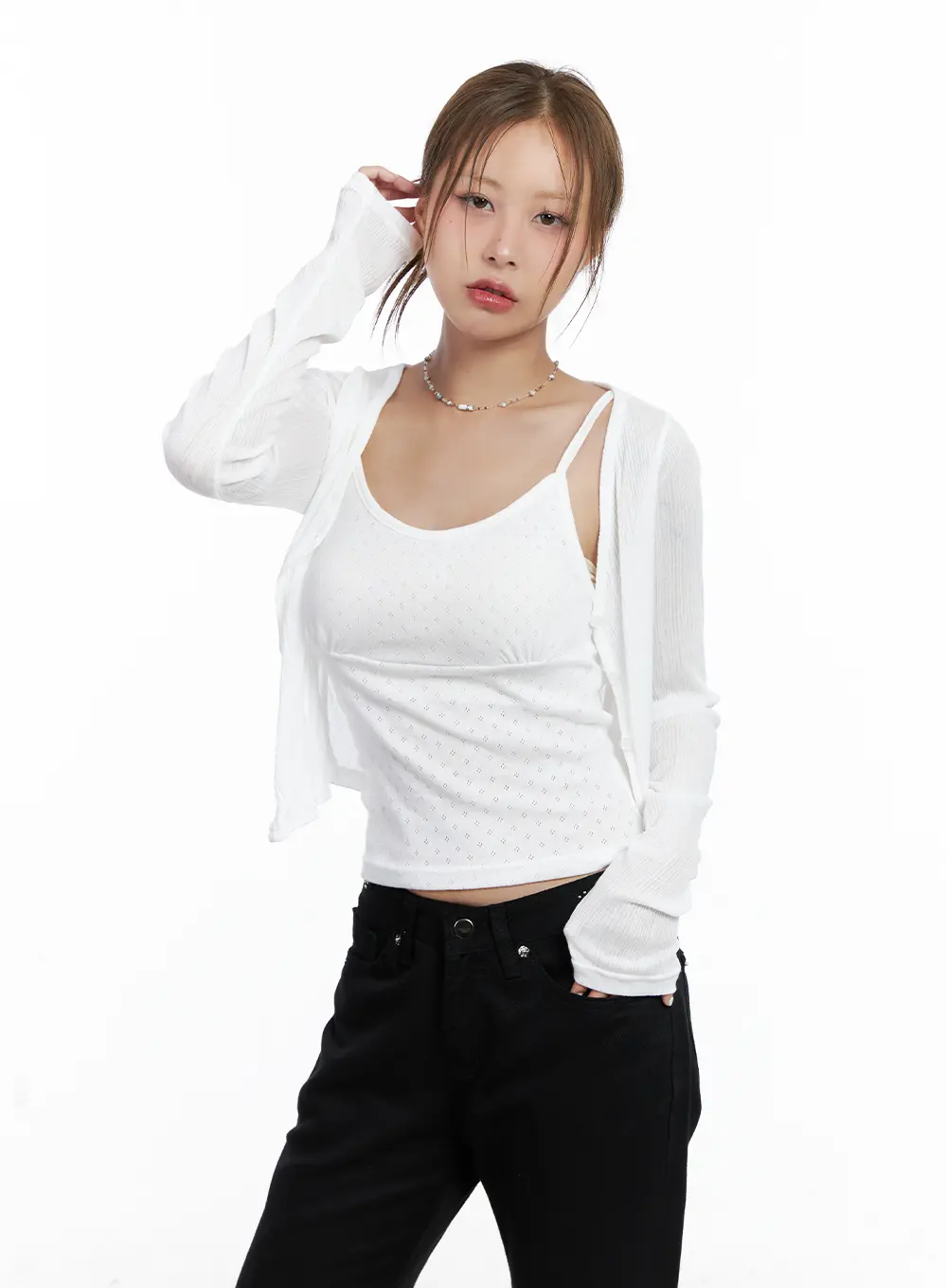 Light Blue Ribbed Cropped Cardigan CL511 - Image 8