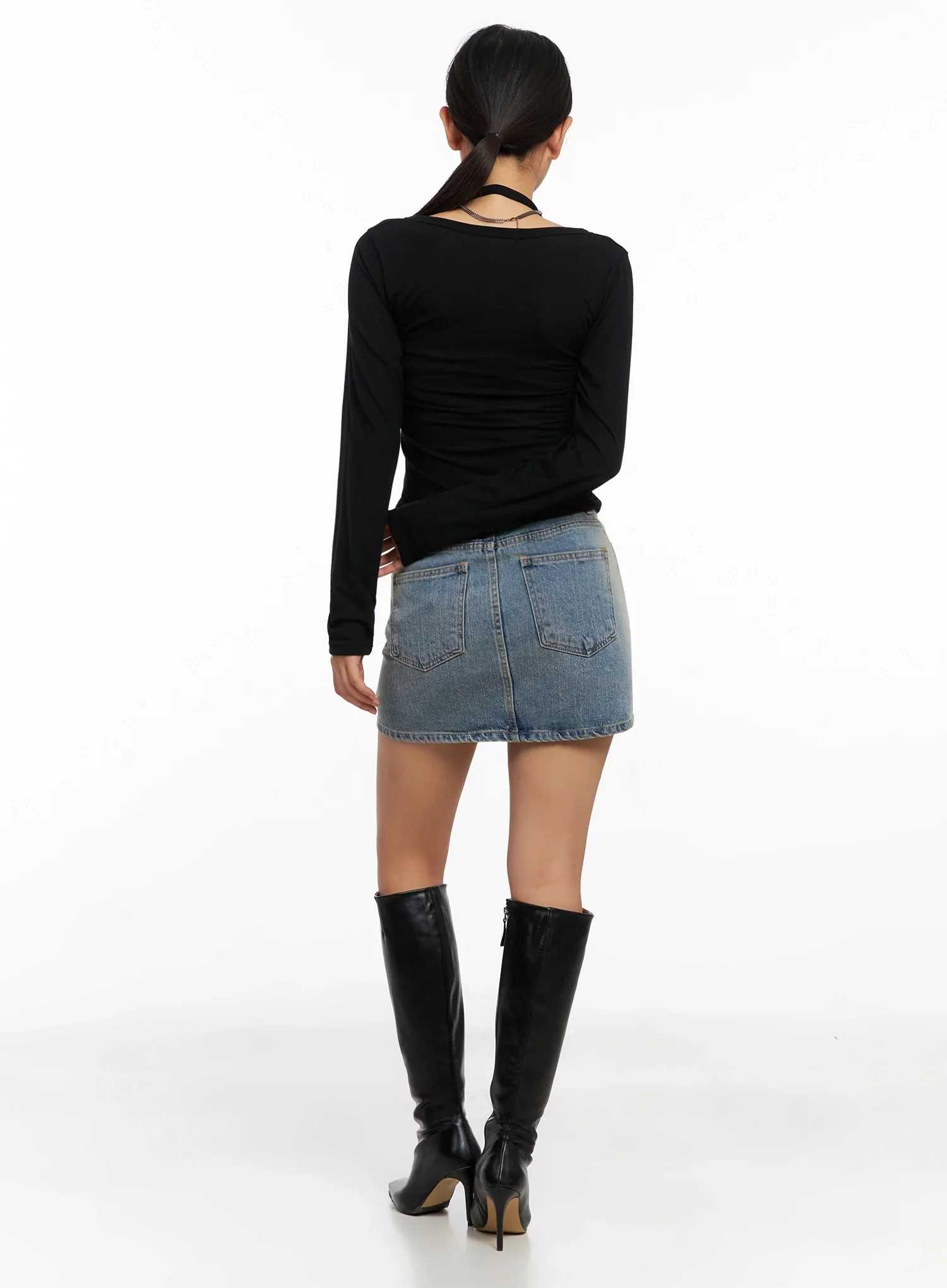 Light Wash Denim Mini Skirt IG527 - Image 12