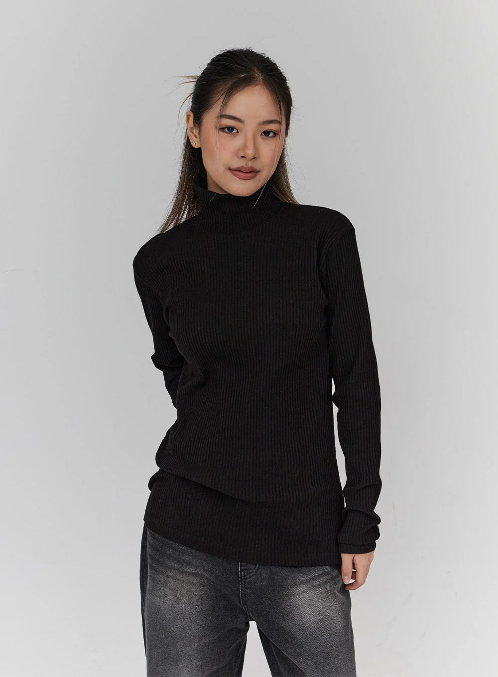 Light Washing Wide Leg Black Jeans CN23 - Image 11