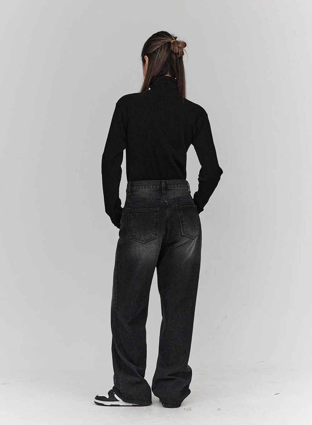 Light Washing Wide Leg Black Jeans CN23 - Image 12