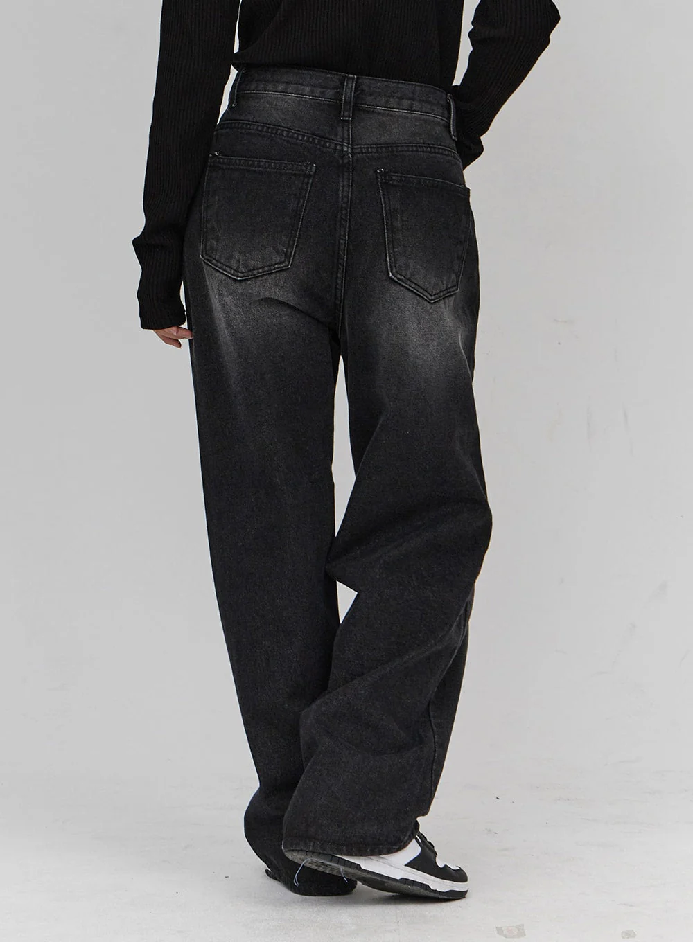 Light Washing Wide Leg Black Jeans CN23 - Image 6