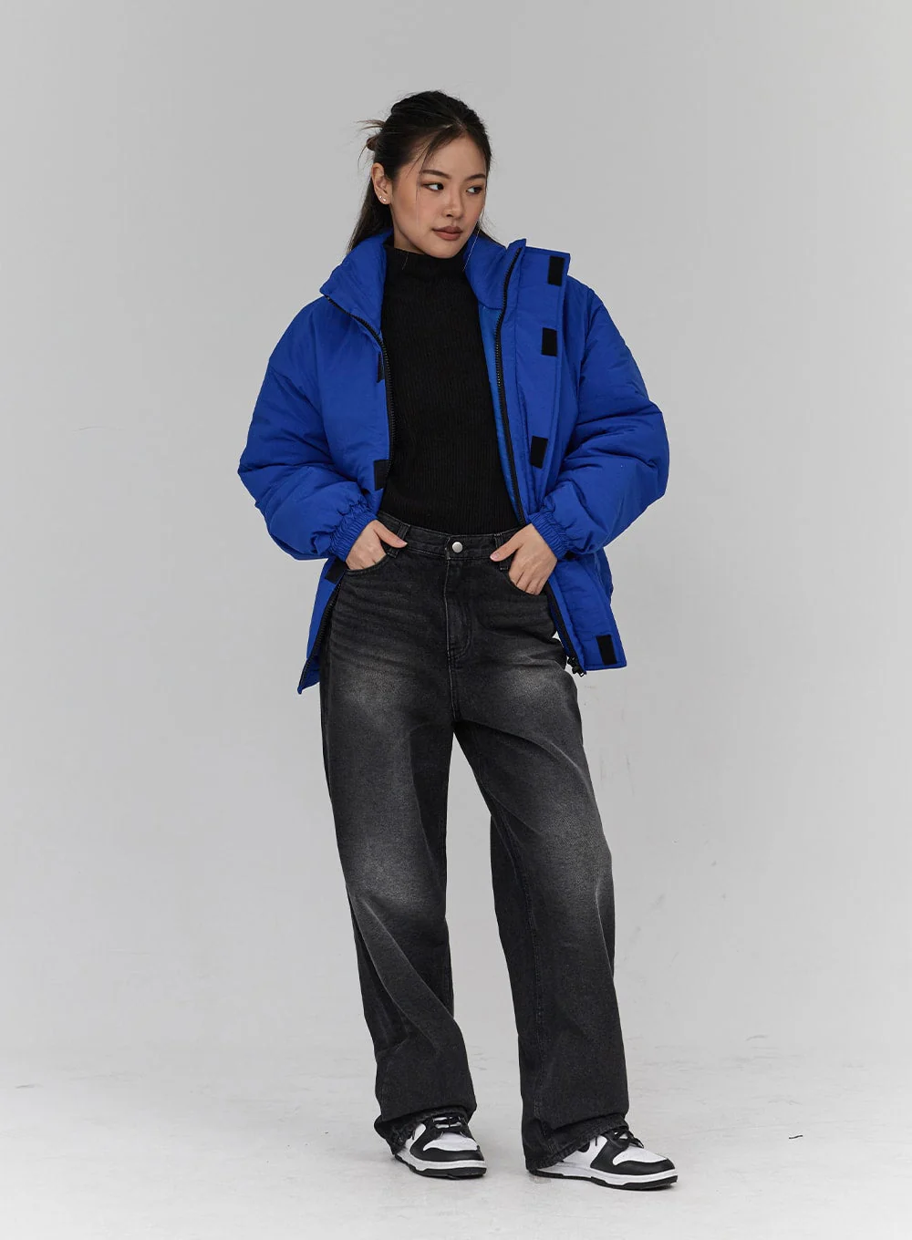 Light Washing Wide Leg Black Jeans CN23 - Image 7