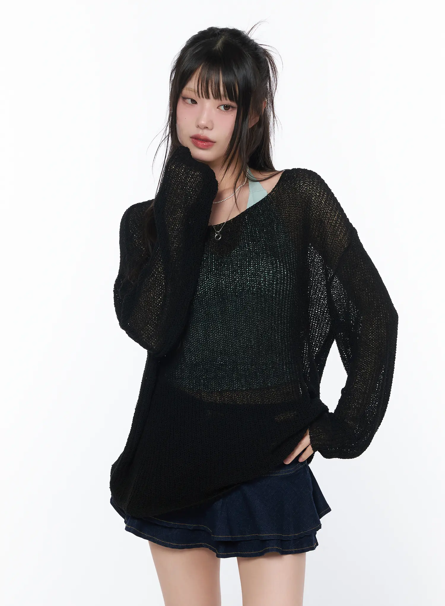 Lightweight Oversized Knit Cardigan CA530 - Image 2