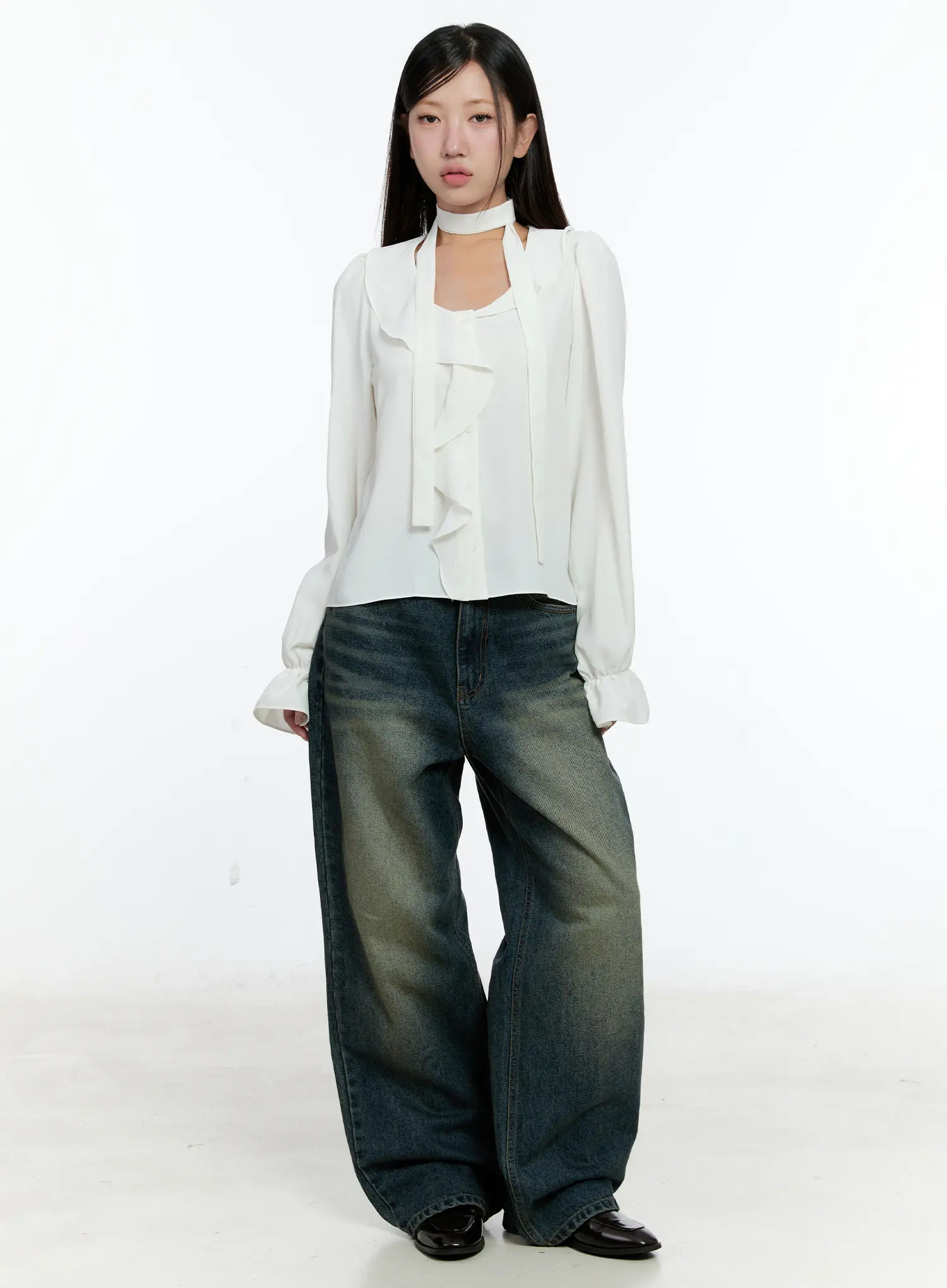 Lilian Vintage Wash Wide-Leg Jeans CS518 - Image 9