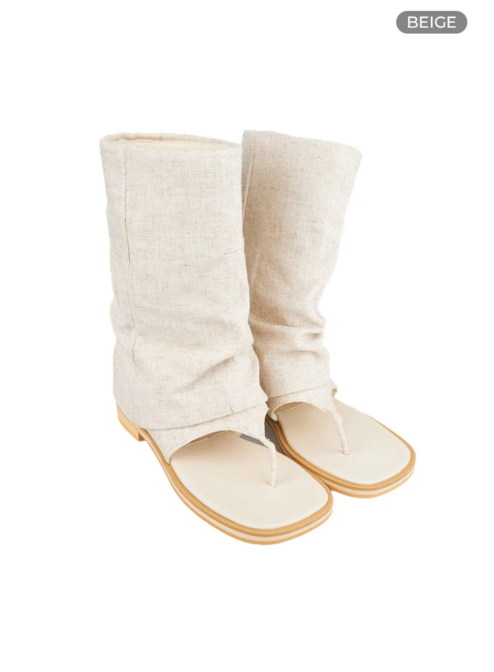 Linen Open-Toe Midi Boots CL410 - Image 4