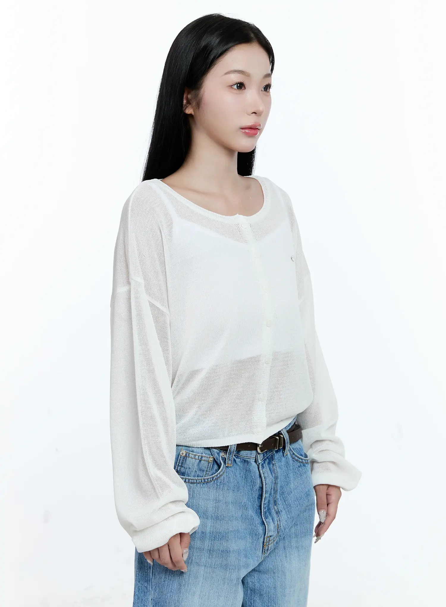 Linen Relaxed-Fit Cardigan CG513 - Image 9