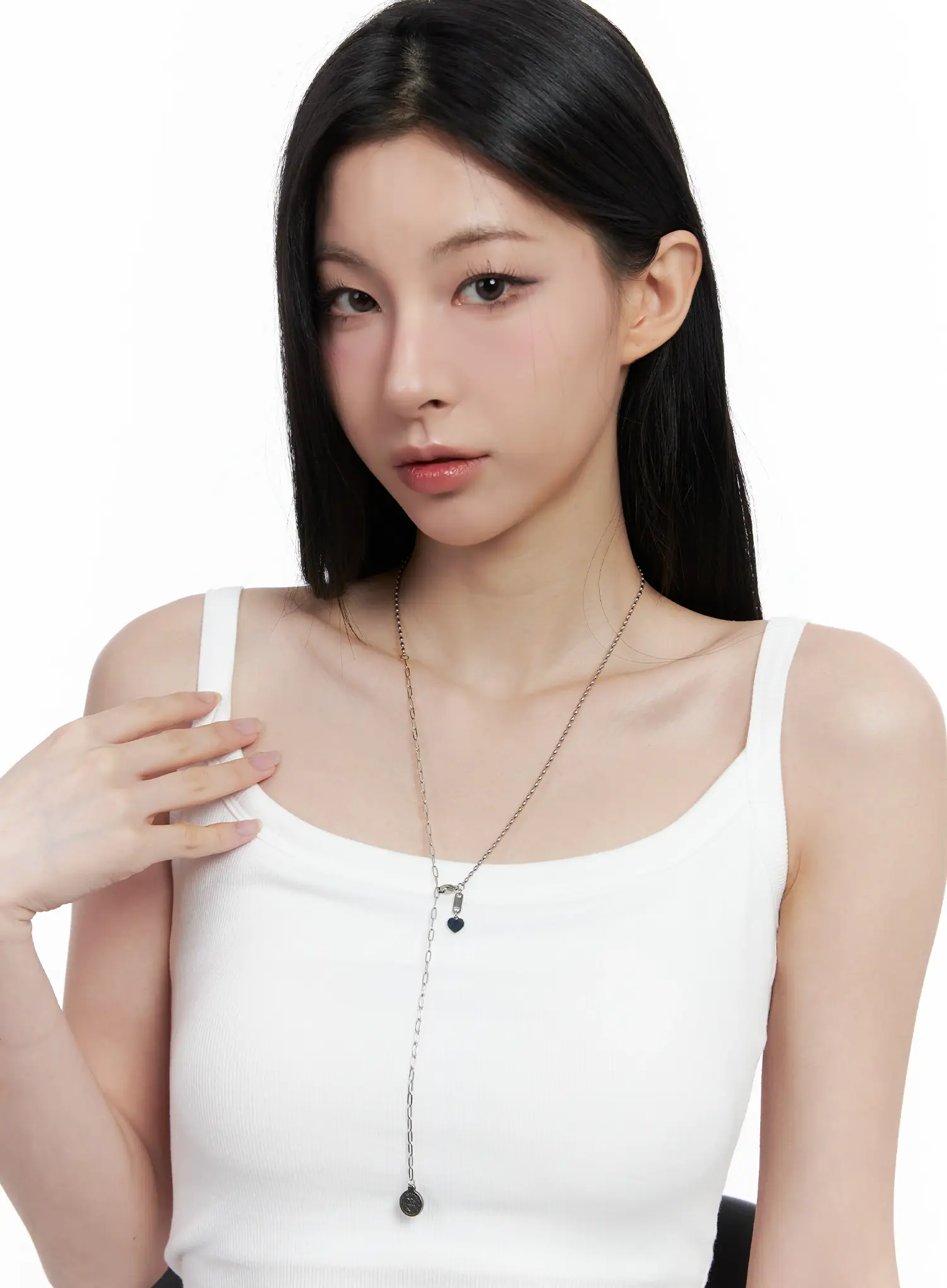 Long Coin Drop Necklace CO503 - Image 2