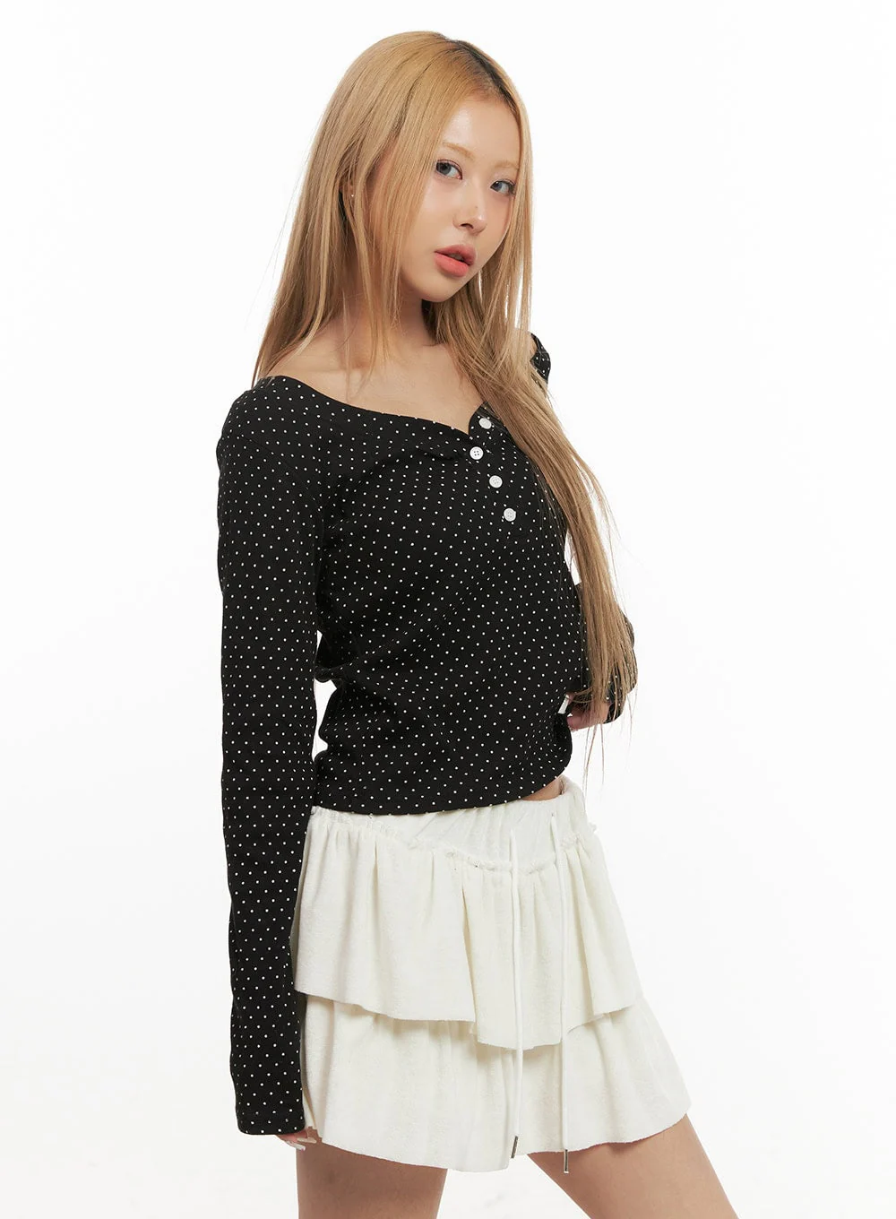 Long Sleeve Polka Dot Top CJ508 - Image 5