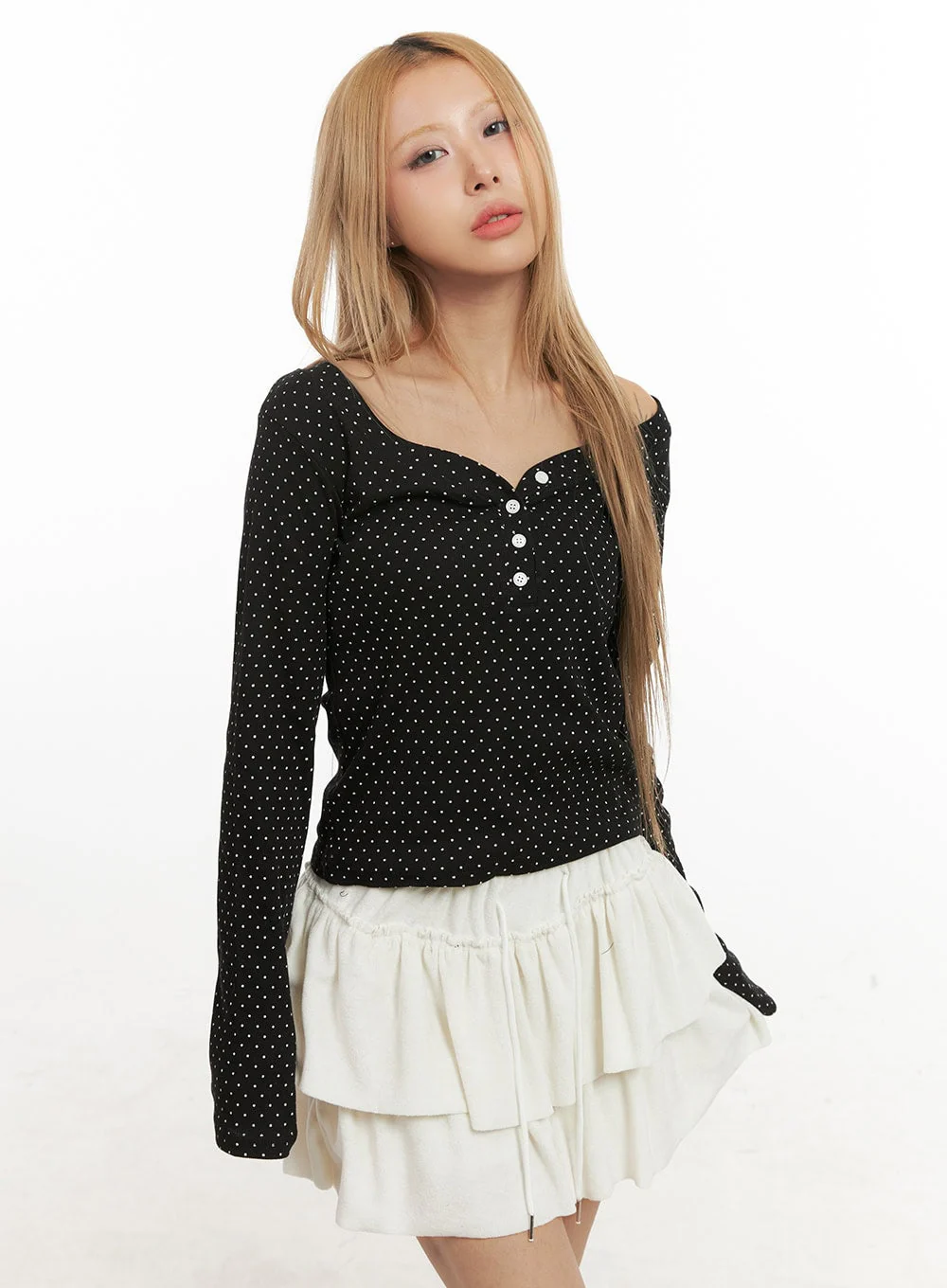 Long Sleeve Polka Dot Top CJ508 - Image 7