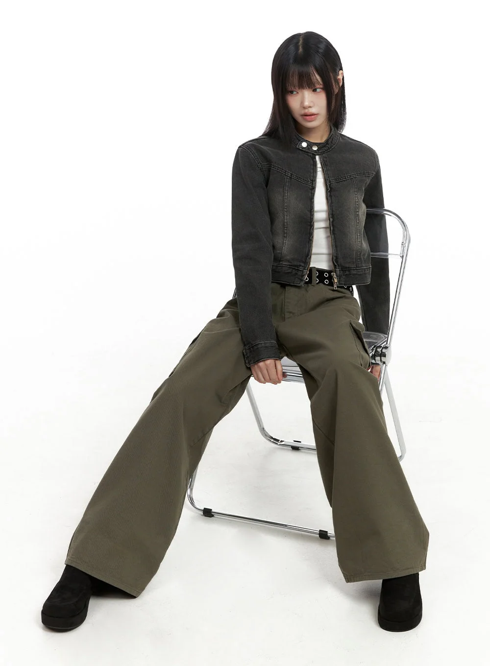 Long-Sleeve Slim Crop Top IO430 - Image 11