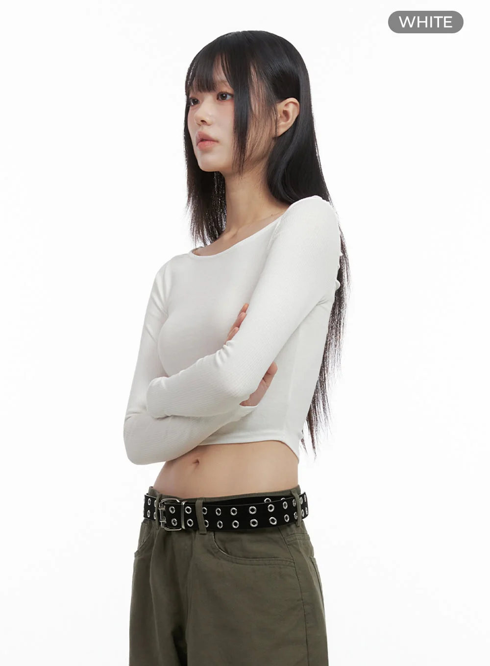 Long-Sleeve Slim Crop Top IO430 - Image 12
