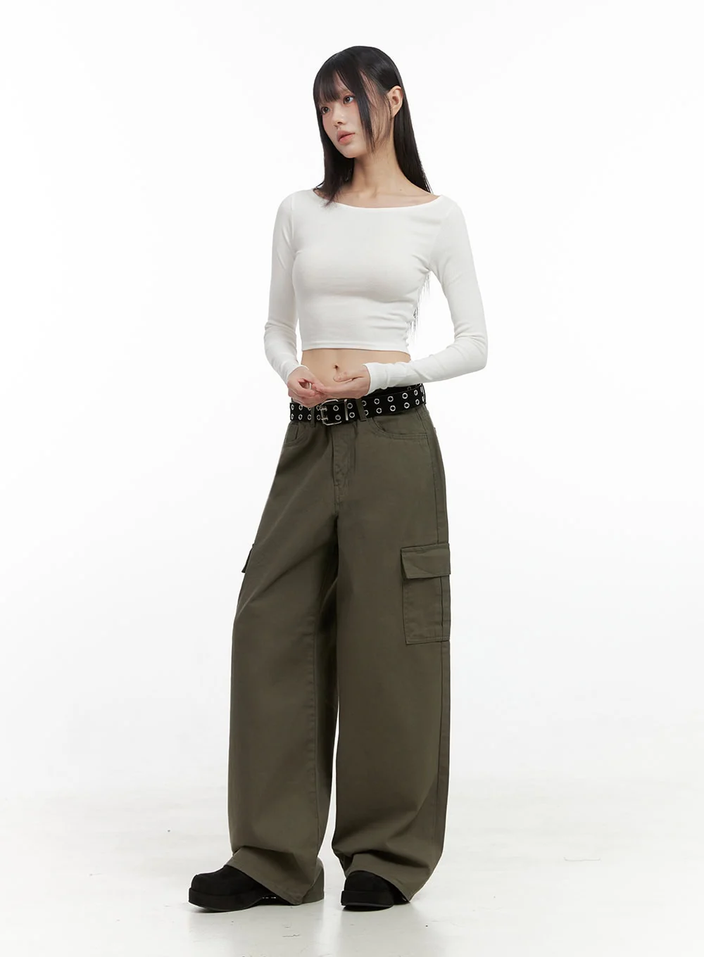 Long-Sleeve Slim Crop Top IO430 - Image 8
