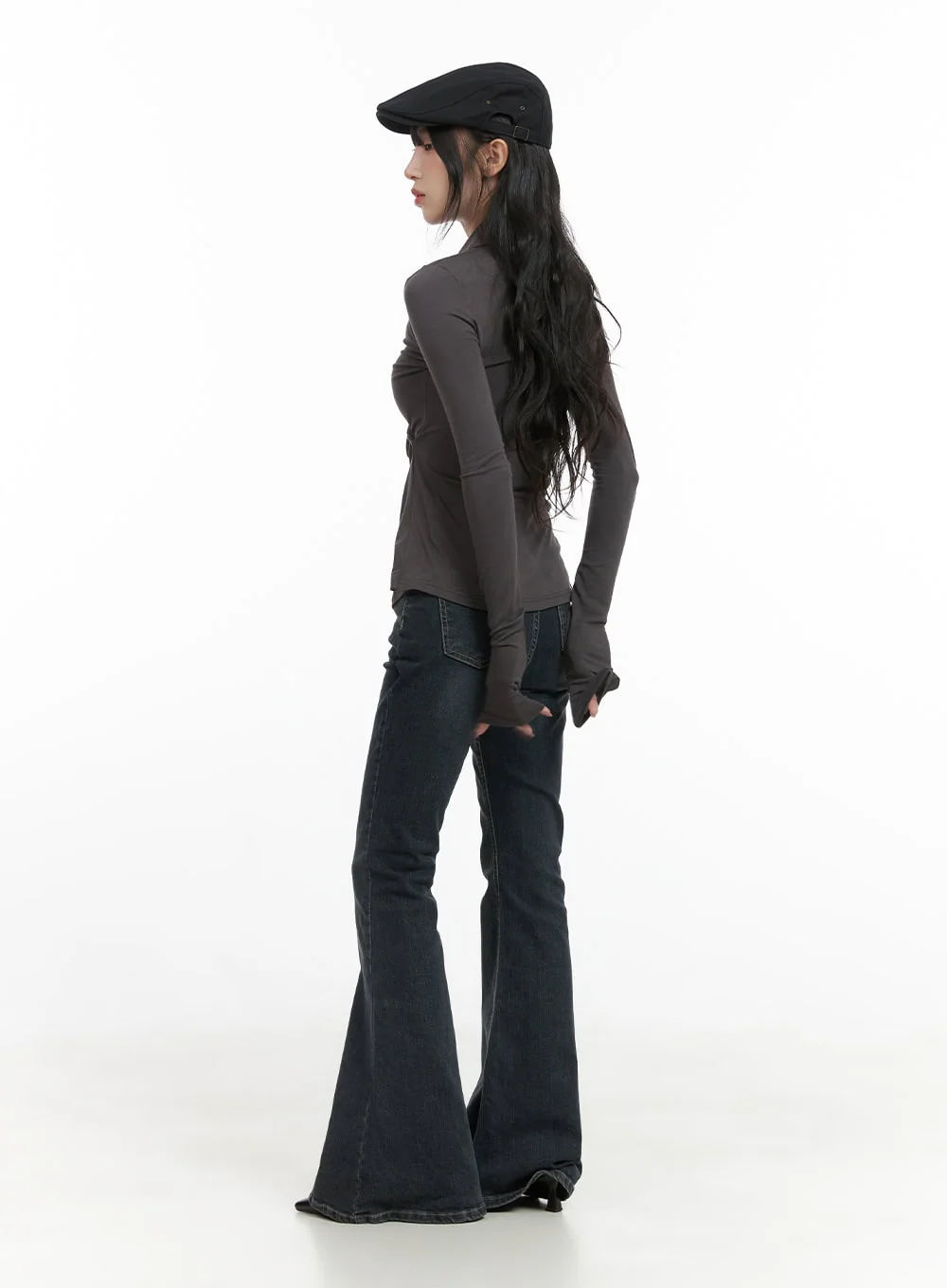 Long Sleeve Slim Tie Collar Top CG421 - Image 5