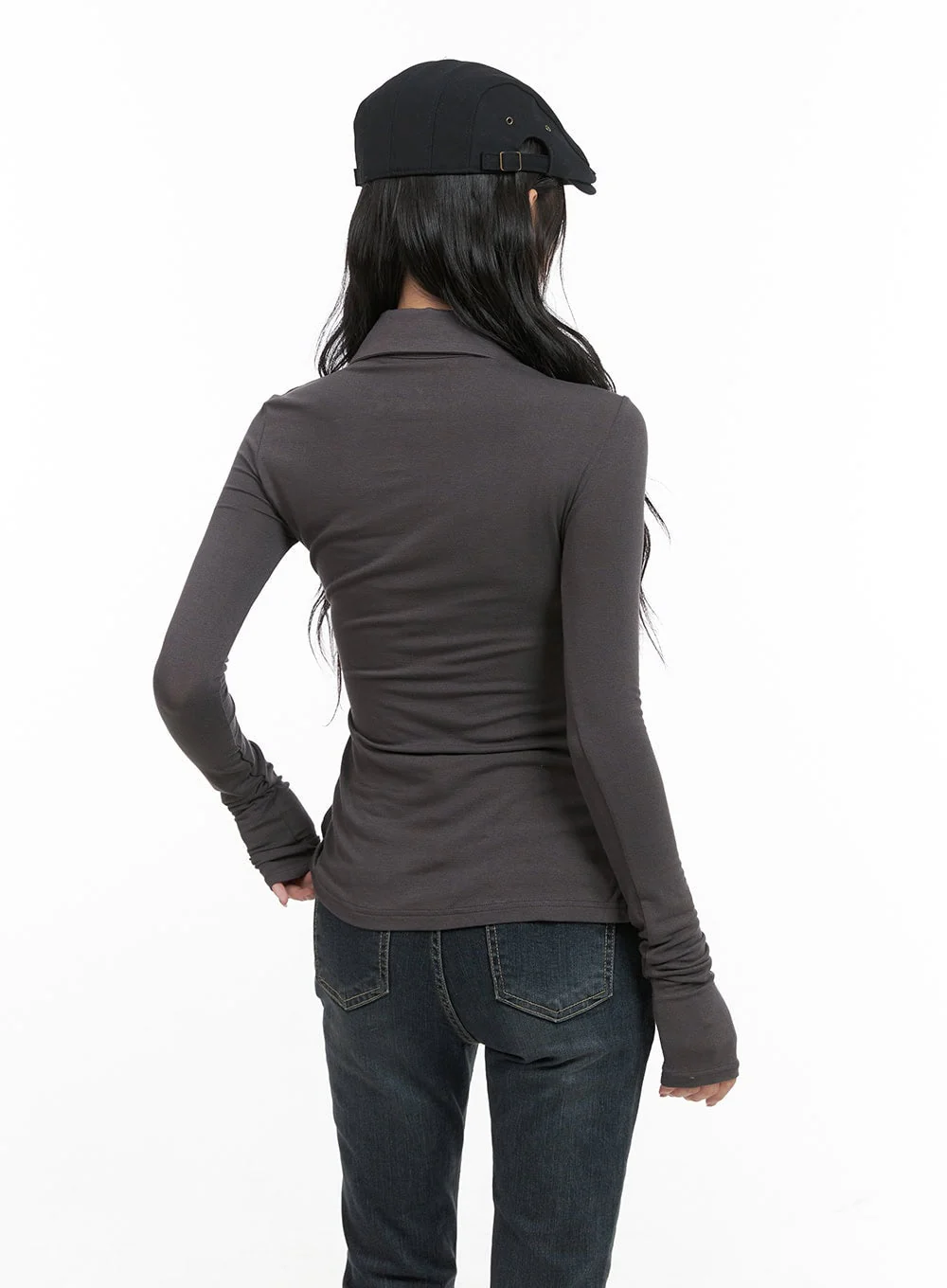 Long Sleeve Slim Tie Collar Top CG421 - Image 6