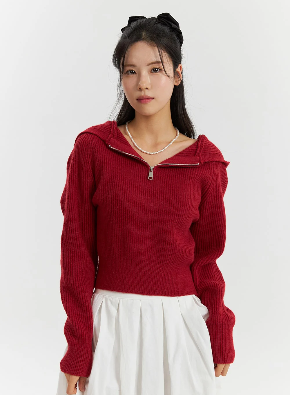 Long Sleeve Solid Zipper Pocket Knit Hoodie OD320 - Image 6