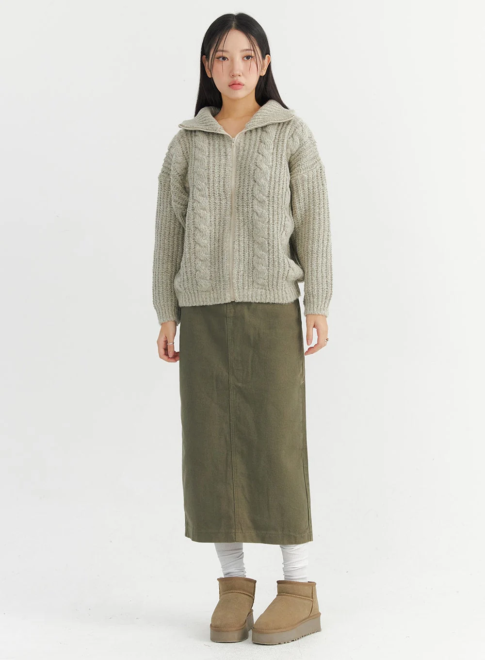 Long Slim-Fit Cotton Skirt CO324