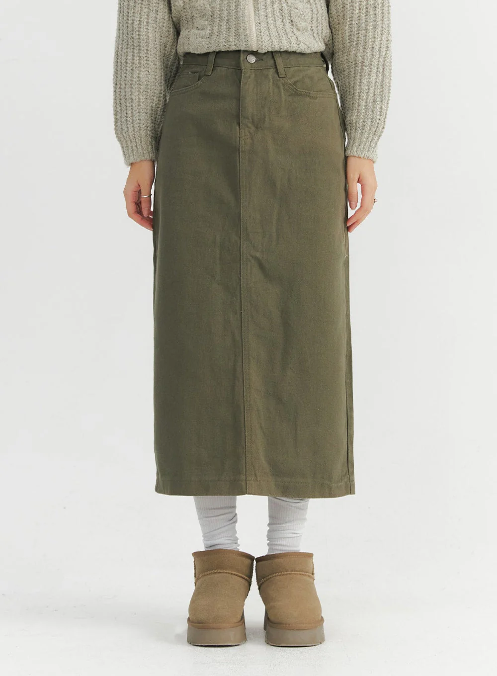 Long Slim-Fit Cotton Skirt CO324 - Image 2