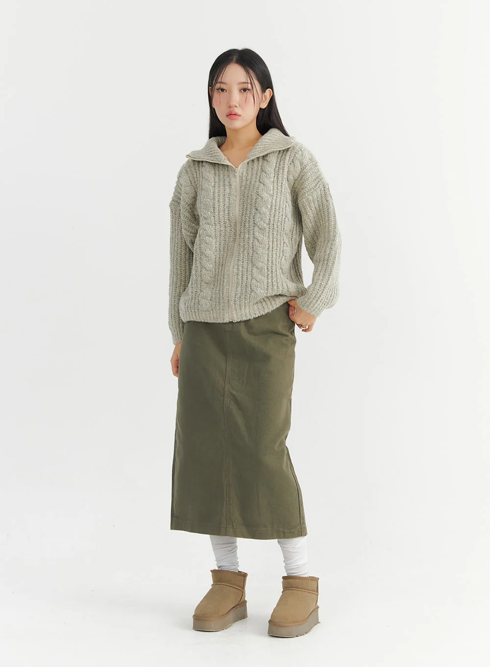 Long Slim-Fit Cotton Skirt CO324 - Image 4