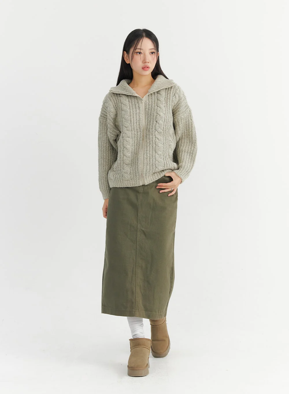 Long Slim-Fit Cotton Skirt CO324 - Image 8
