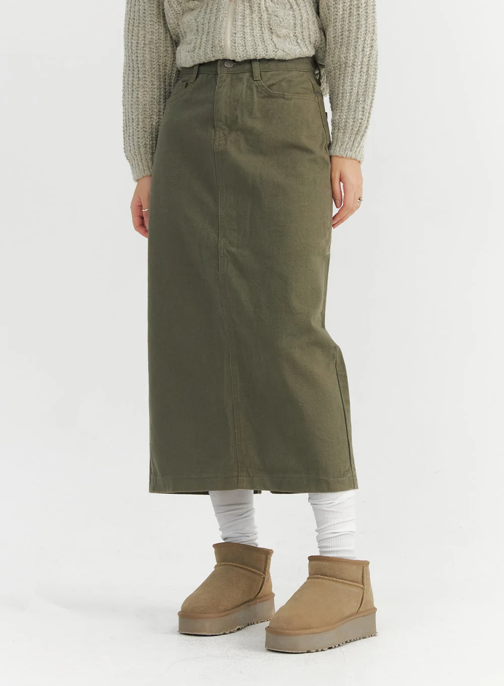 Long Slim-Fit Cotton Skirt CO324 - Image 9