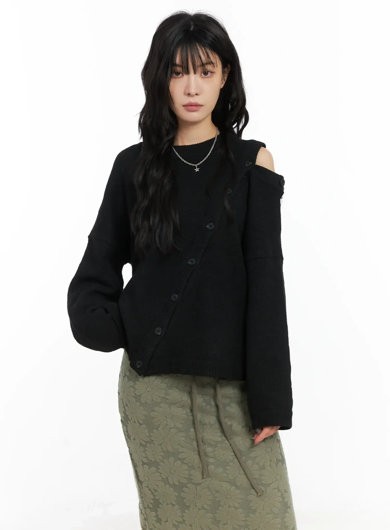 Loose Buttoned Knit Sweater CN528 - Image 4