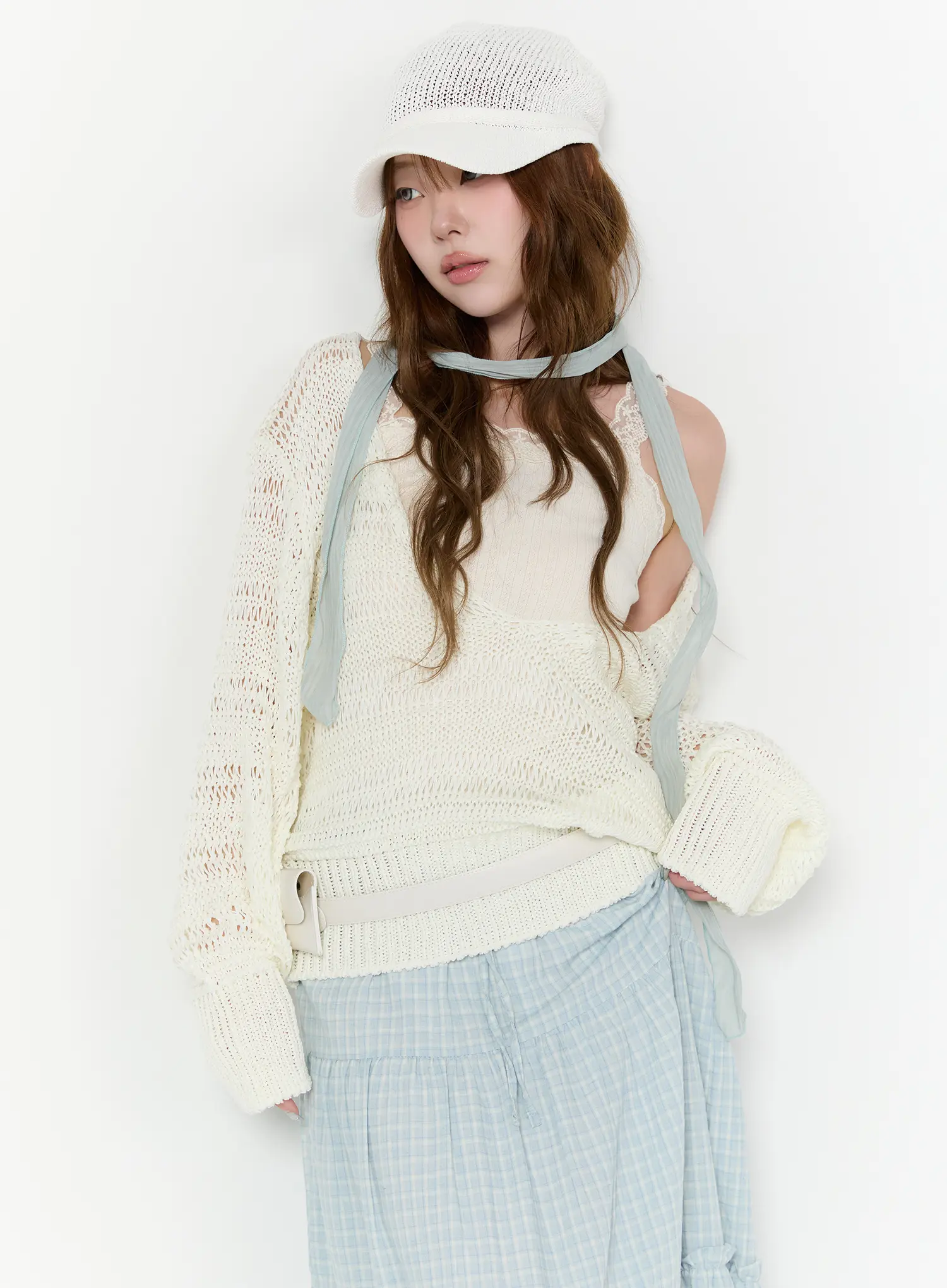 Loose-Fit Deep V-Neck Knit Cardigan CA520