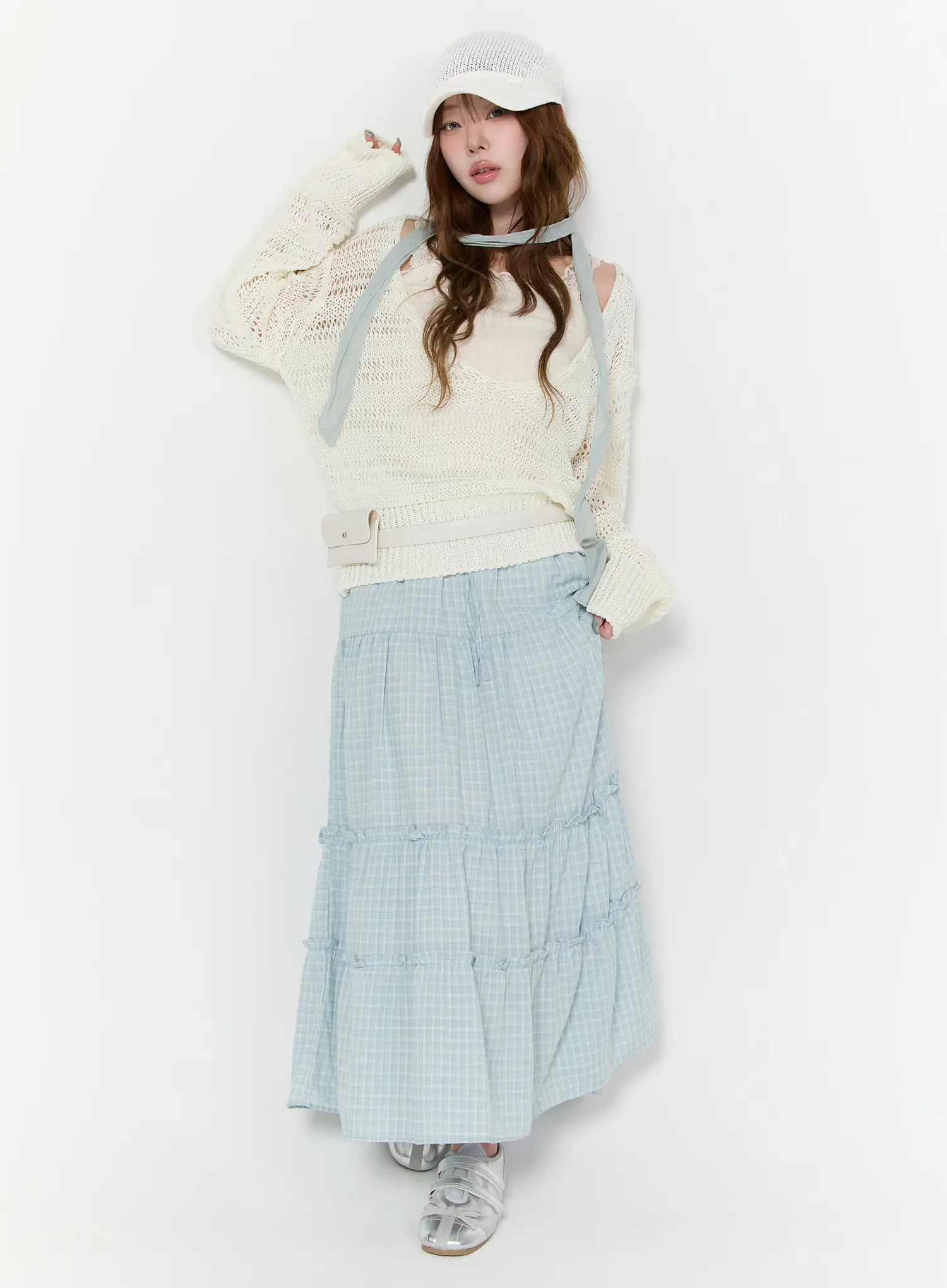 Loose-Fit Deep V-Neck Knit Cardigan CA520 - Image 2