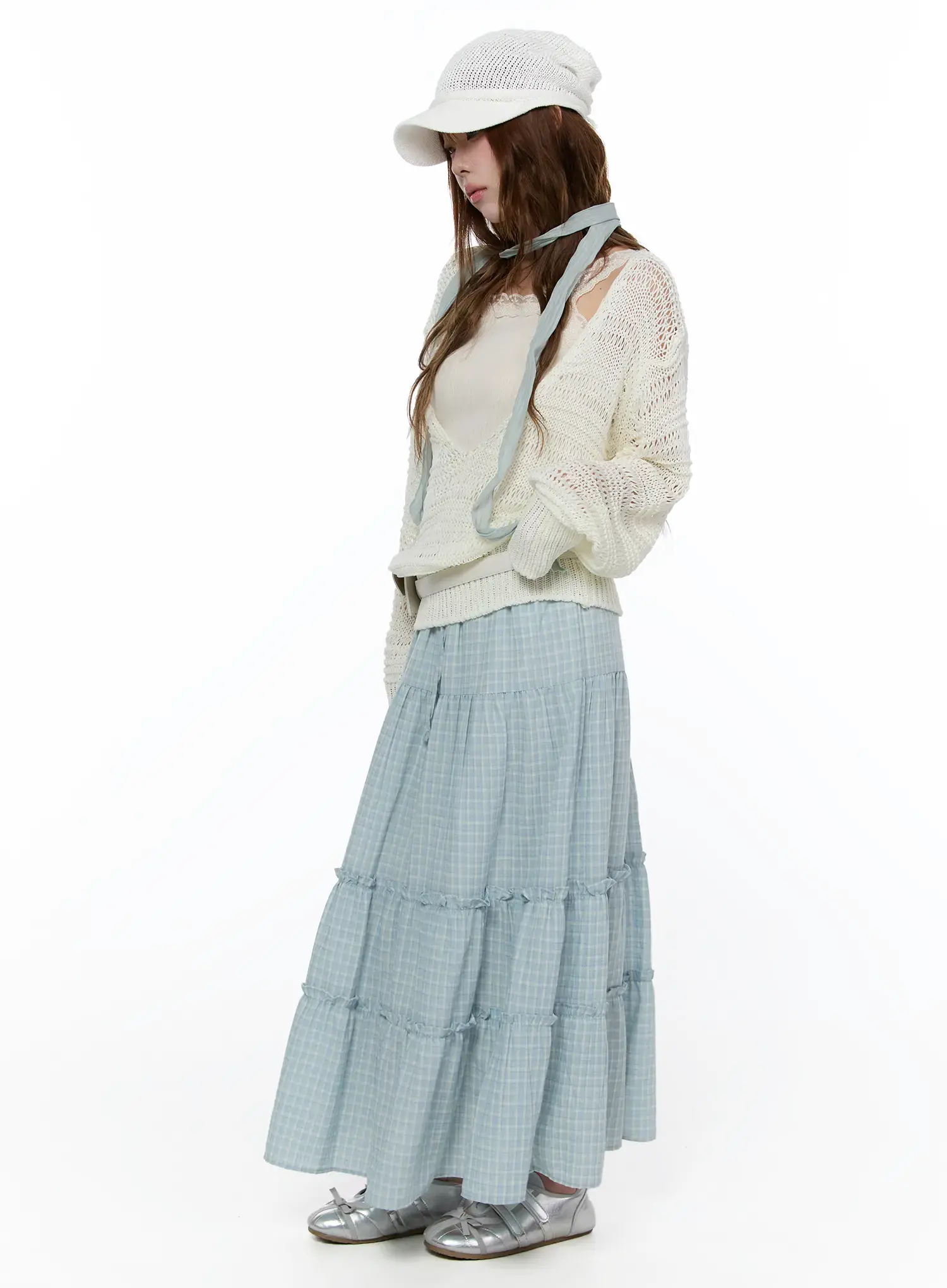 Loose-Fit Deep V-Neck Knit Cardigan CA520 - Image 8