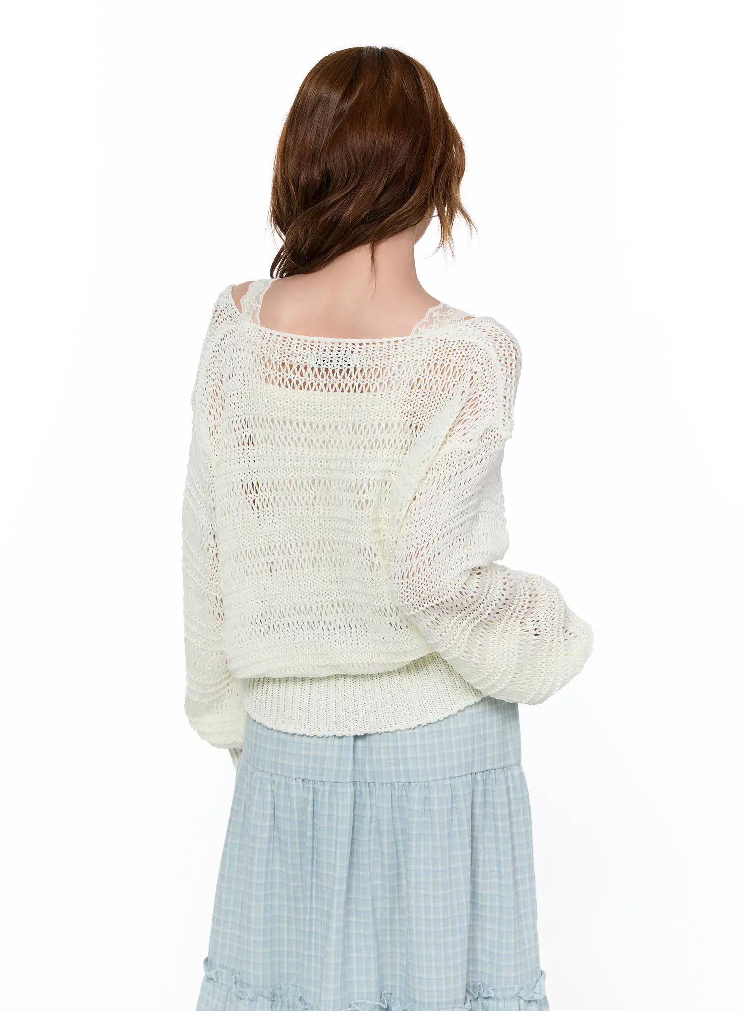 Loose-Fit Deep V-Neck Knit Cardigan CA520 - Image 9