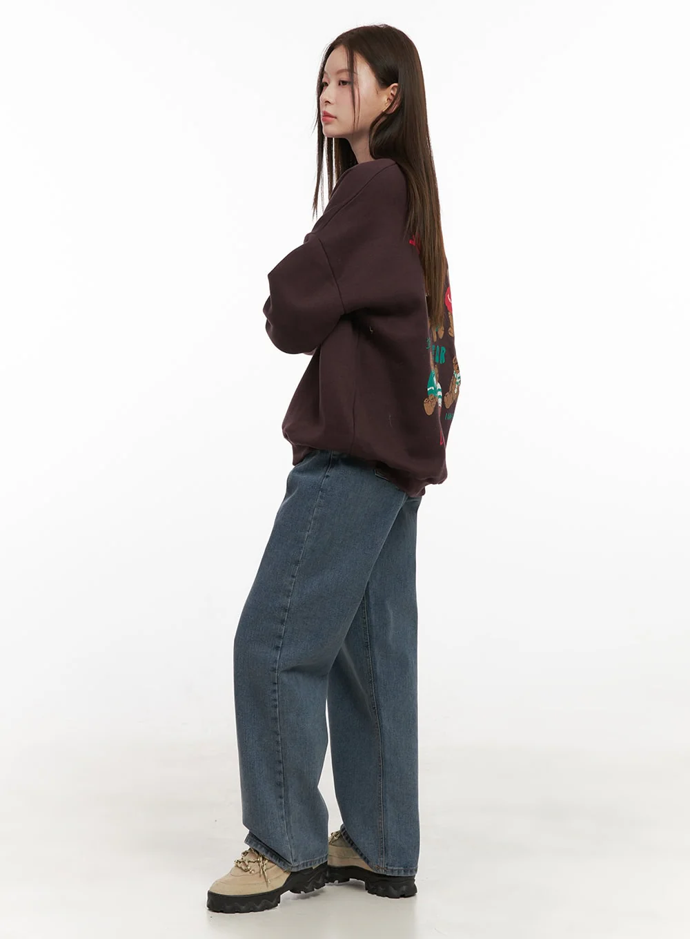 Loose-Fit Graphic Bear Crew Neck OD412 - Image 4