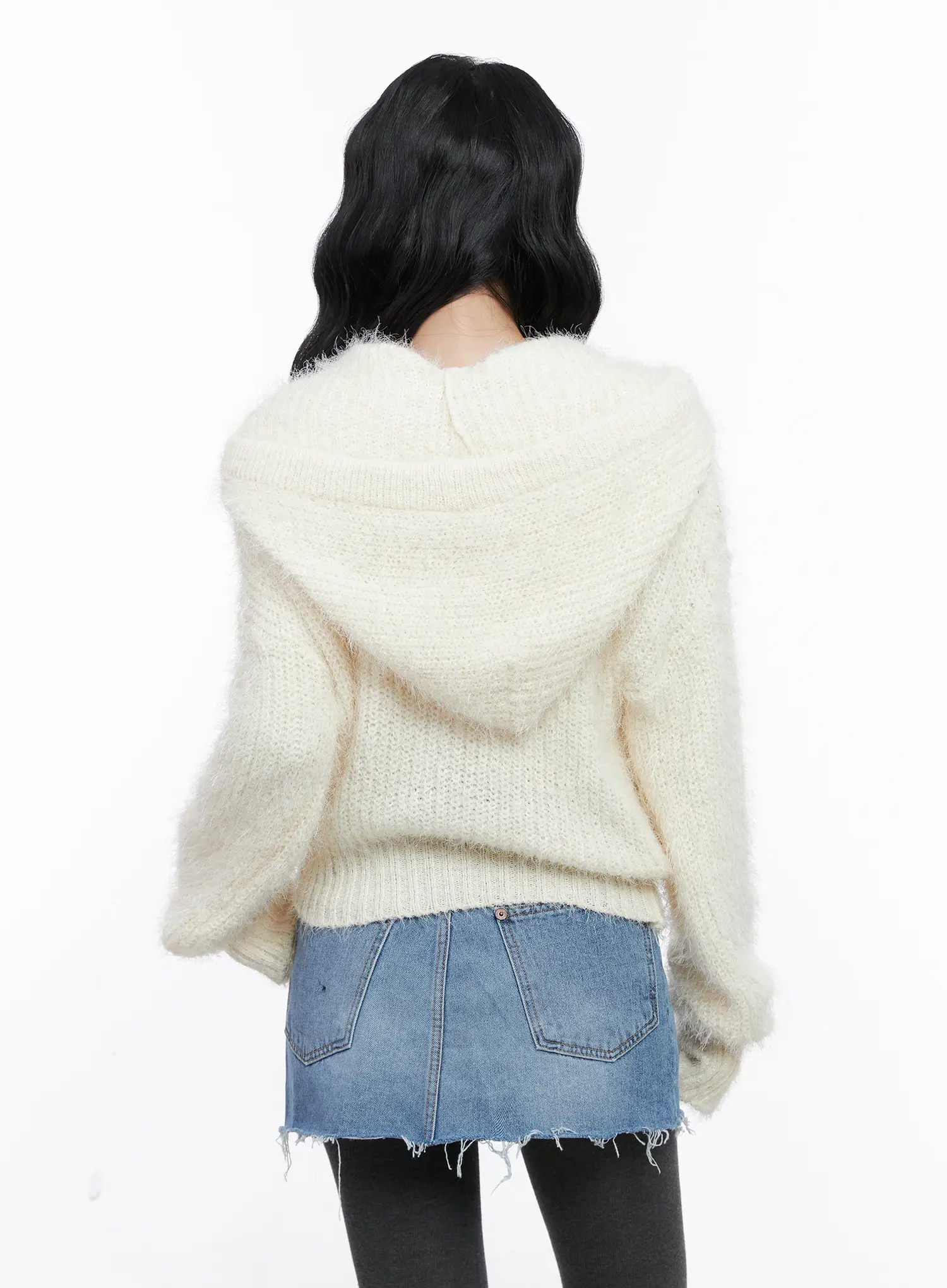 Loose Fit Knit Hooded Zip-Up CN514 - Image 6