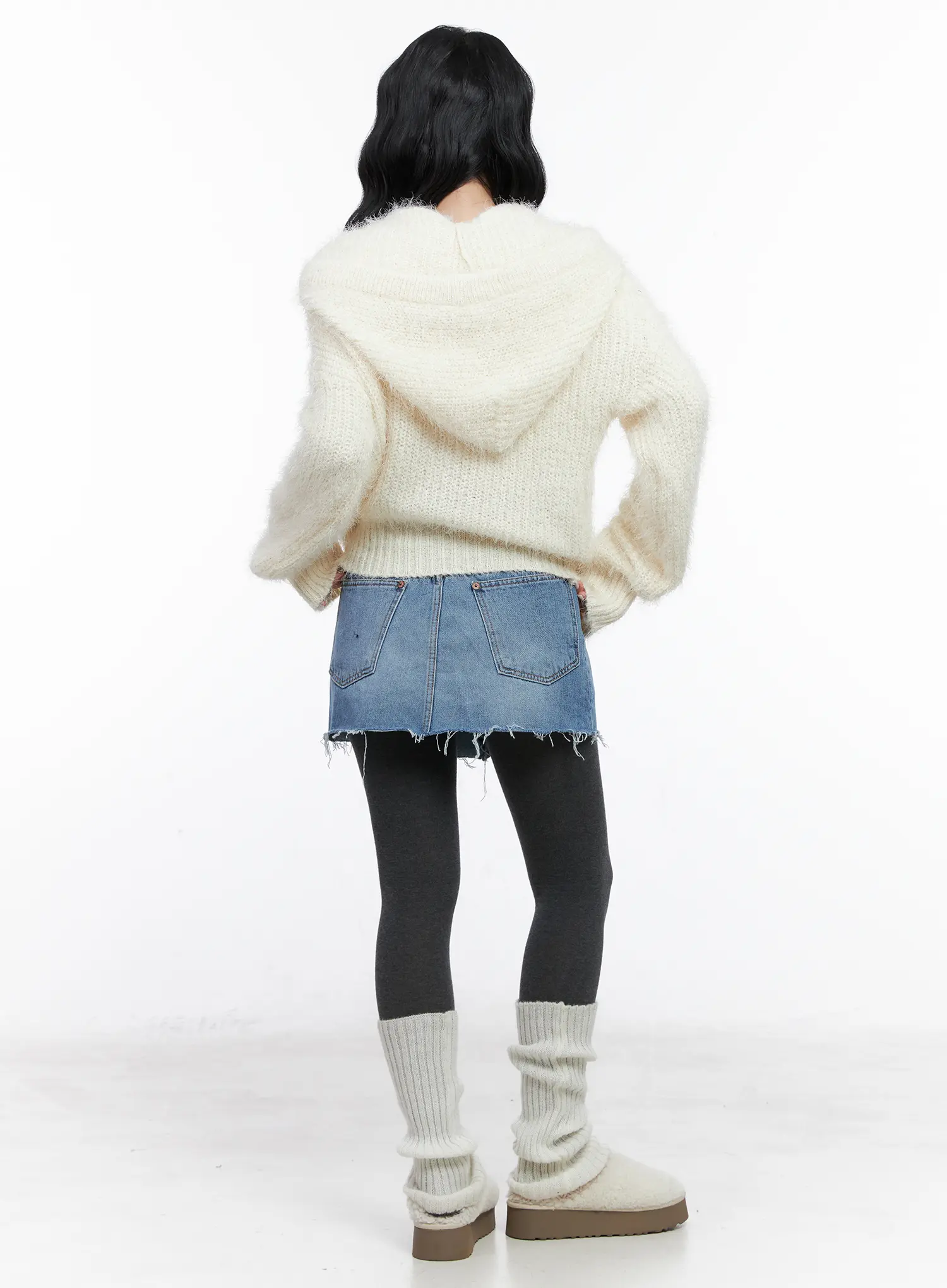 Loose Fit Knit Hooded Zip-Up CN514 - Image 7