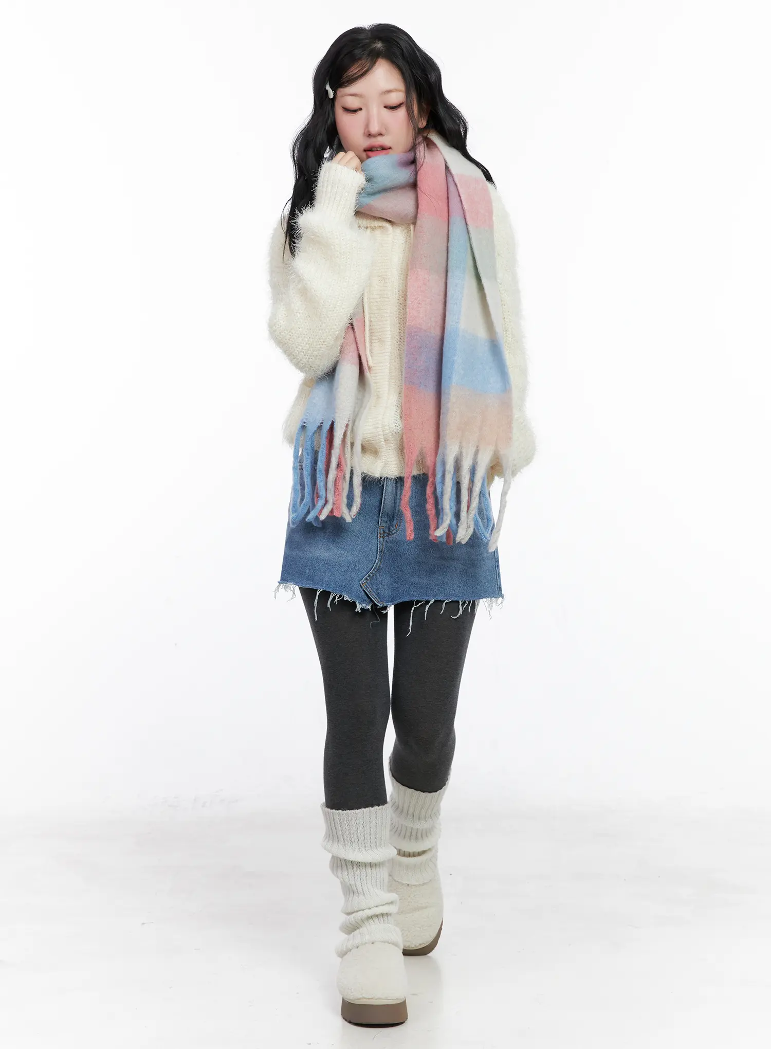 Loose Fit Knit Hooded Zip-Up CN514 - Image 8