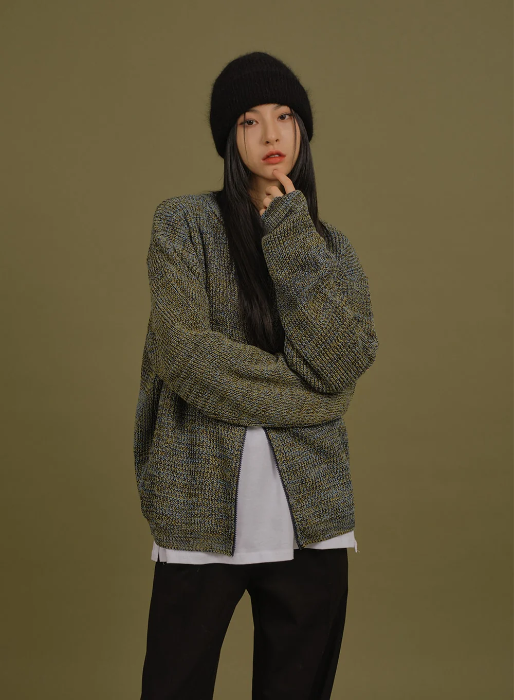 Loose Fit Knit with Two Way Zip - Image 2