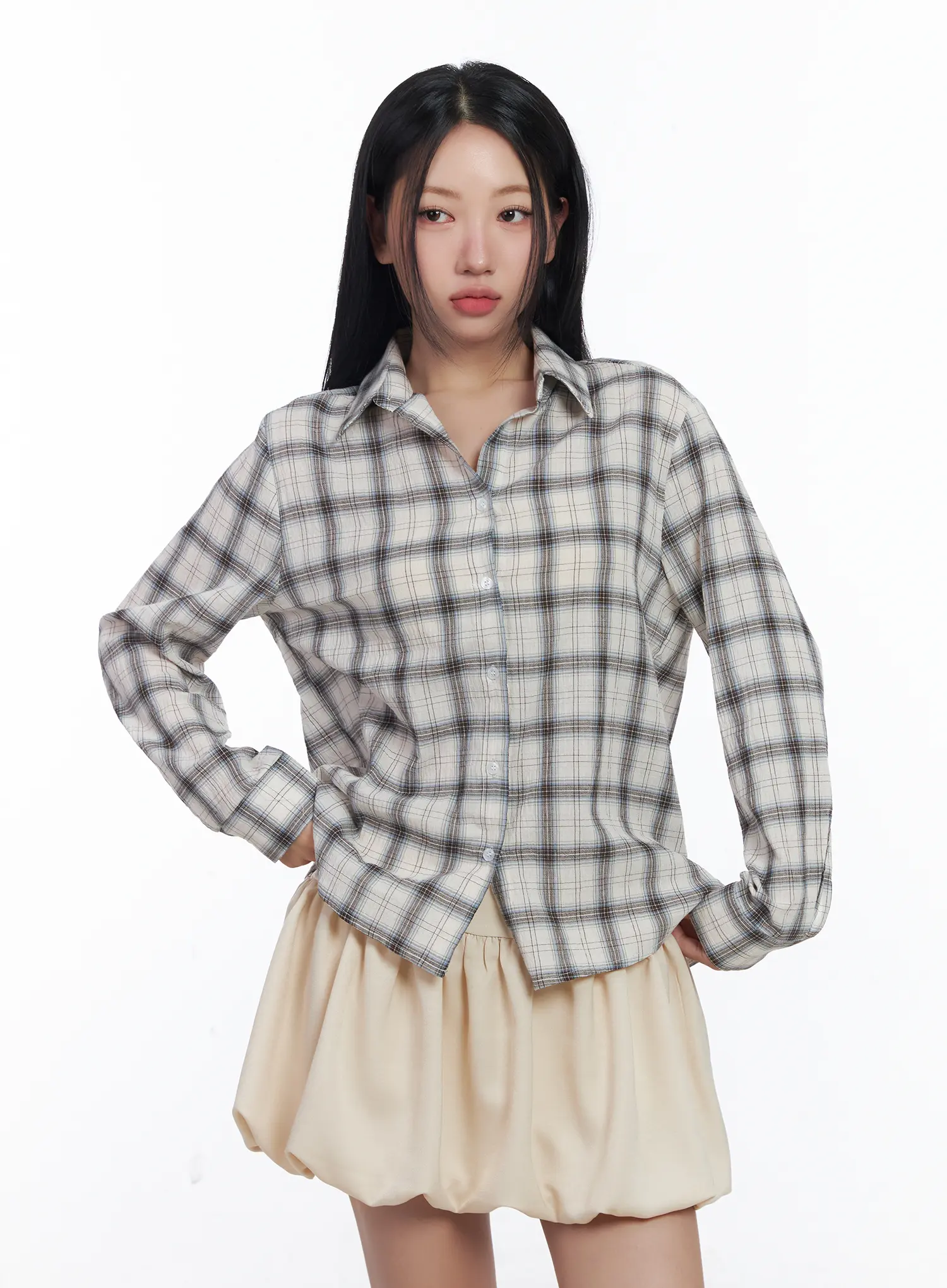 Loose-Fit Plaid Shirt  CJ530 - Image 2