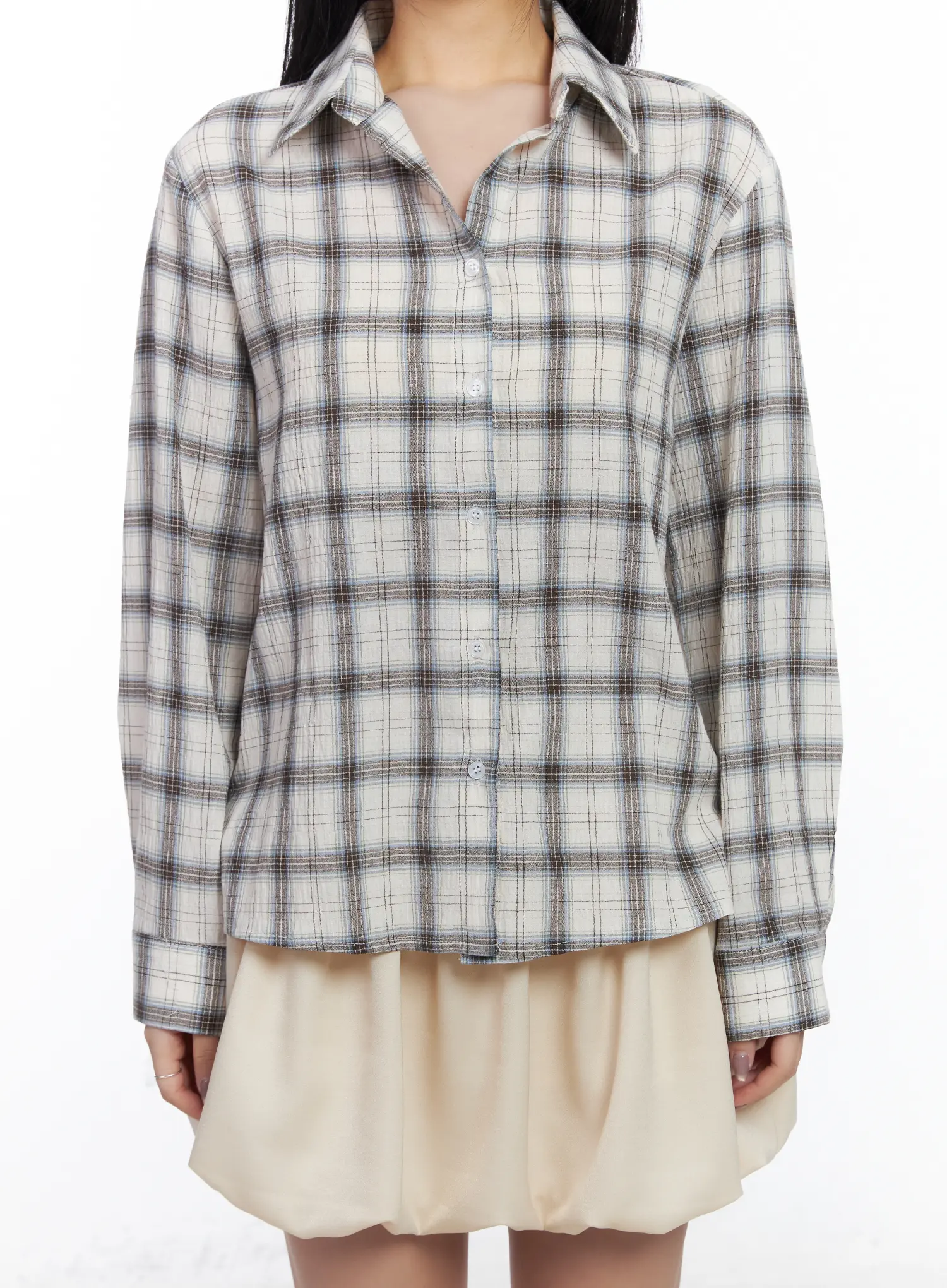 Loose-Fit Plaid Shirt  CJ530 - Image 8