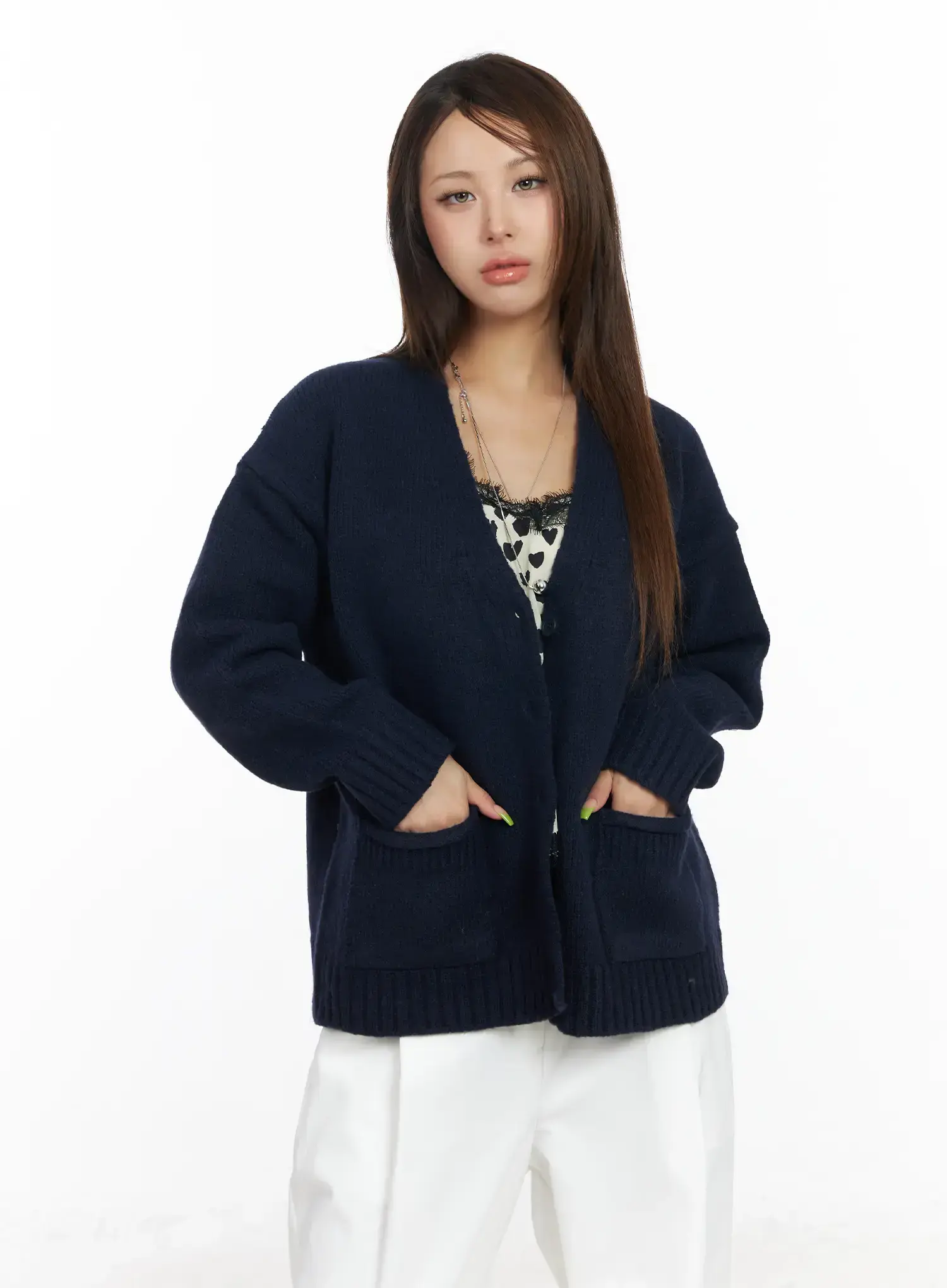 Loose Fit Pocket Knit Cardigan CF511 - Image 10