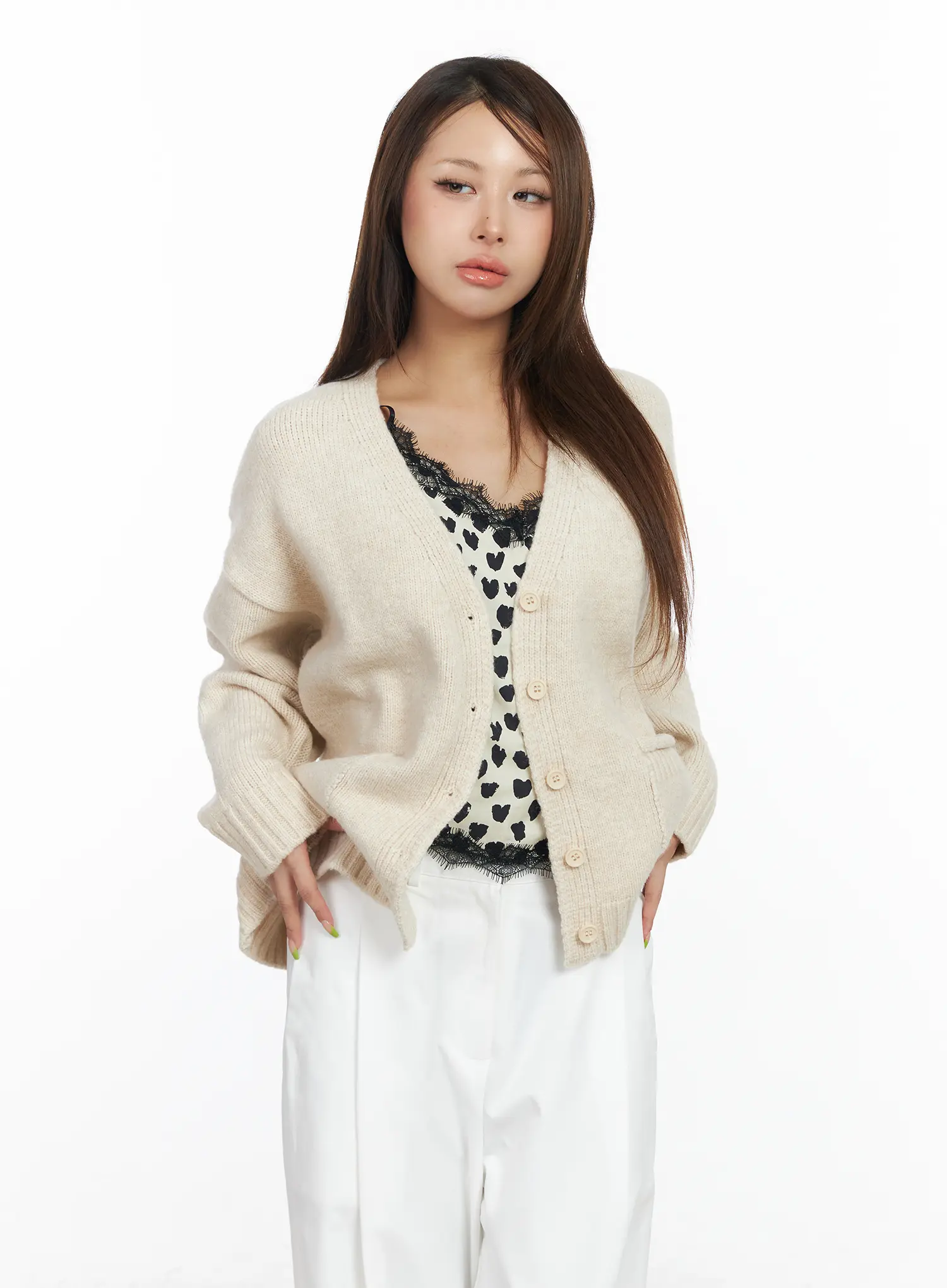Loose Fit Pocket Knit Cardigan CF511 - Image 4