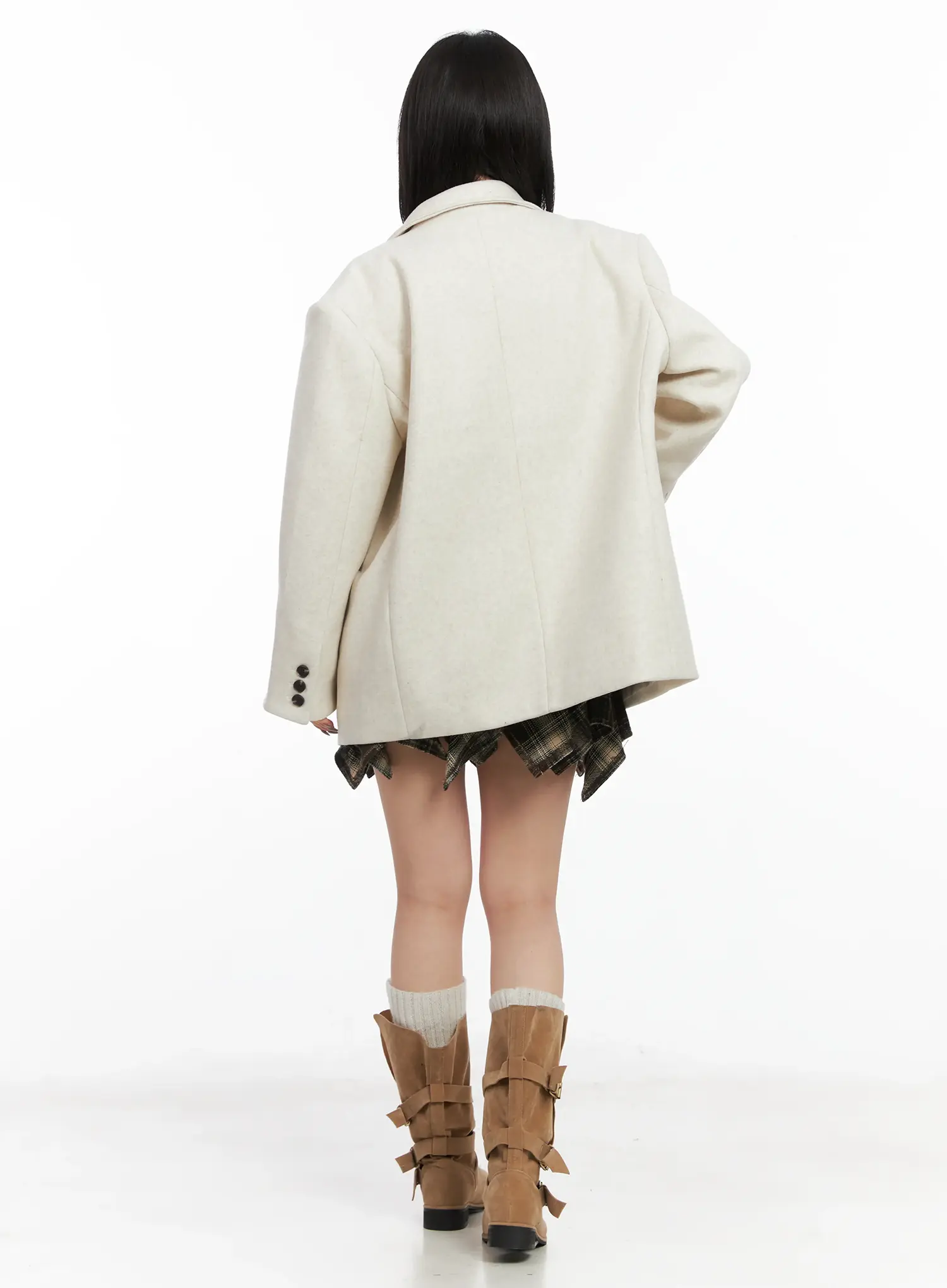 Loose Fit Wool Blazer Jacket CN528 - Image 11