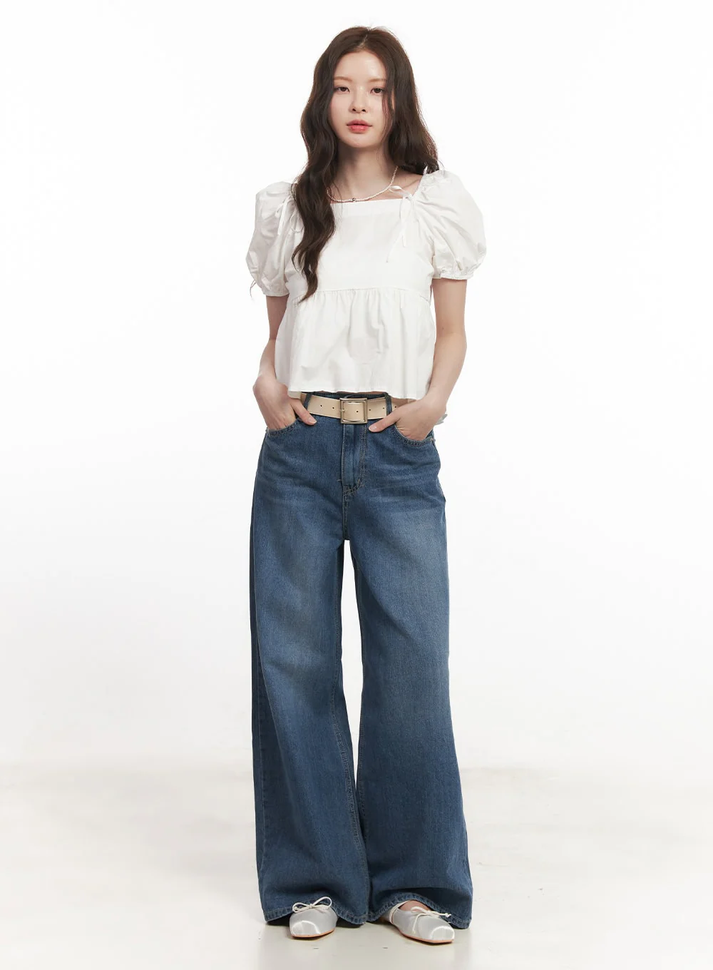 Lovely Ribbon Puff-Sleeve Blouse Top CA501 - Image 2