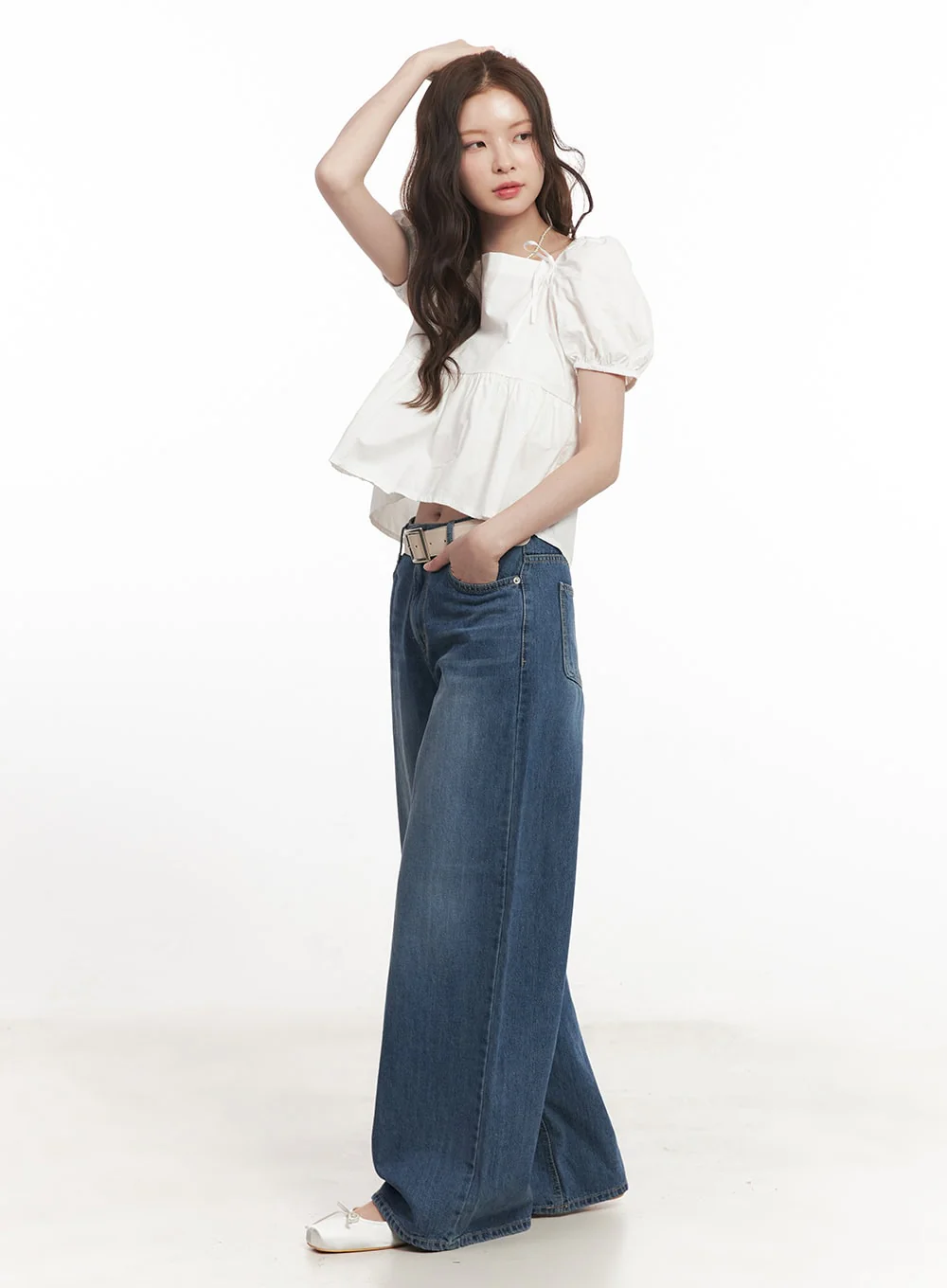 Lovely Ribbon Puff-Sleeve Blouse Top CA501 - Image 5