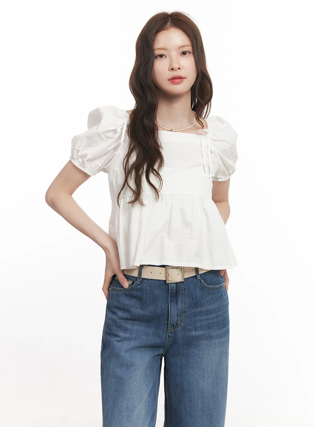 Lovely Ribbon Puff-Sleeve Blouse Top CA501 - Image 8